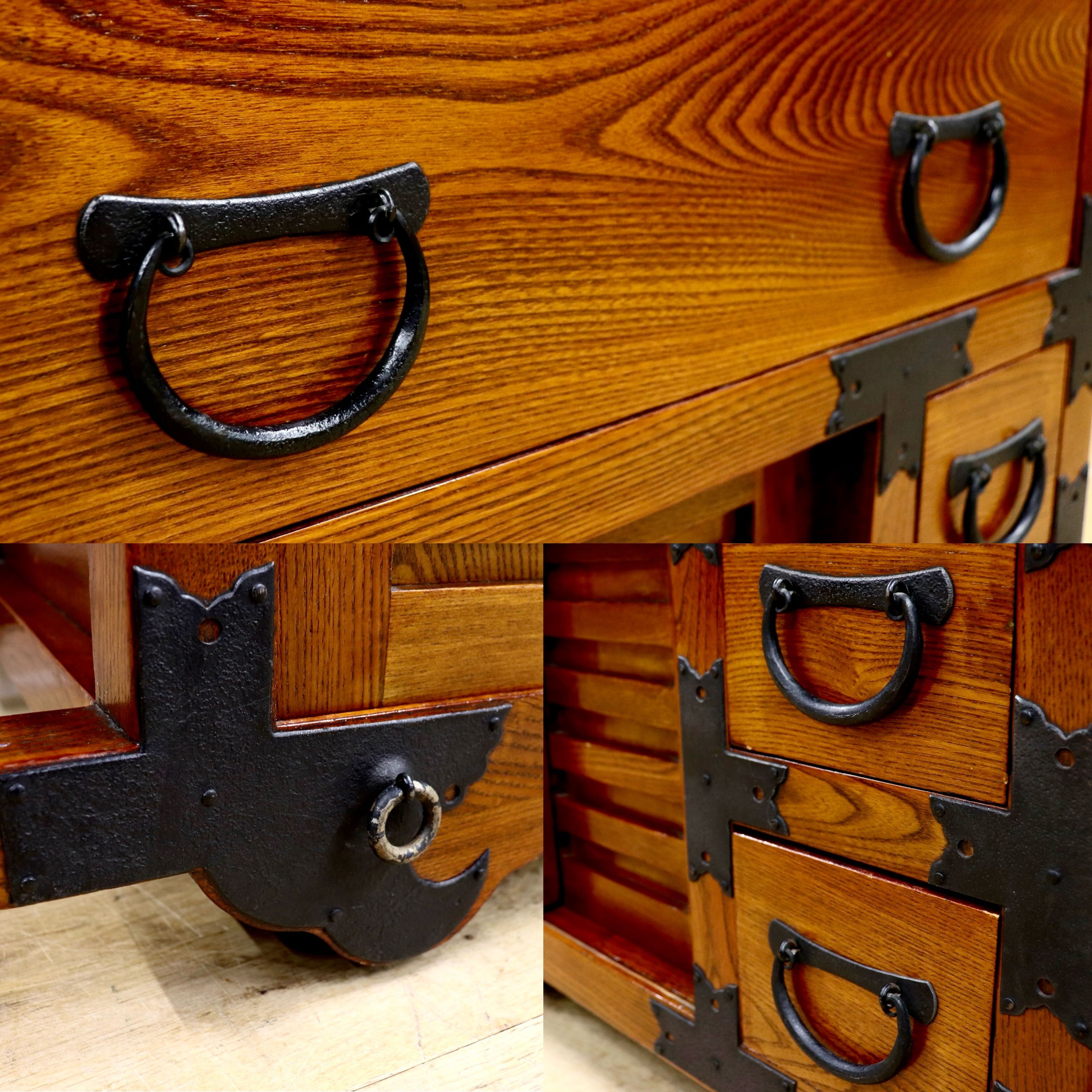 GMIK778○車箪笥 チェスト 整理箪笥 和モダン 古民家 レトロ 和家具 収納 引き出し 戸棚 アンティーク ヴィンテージ