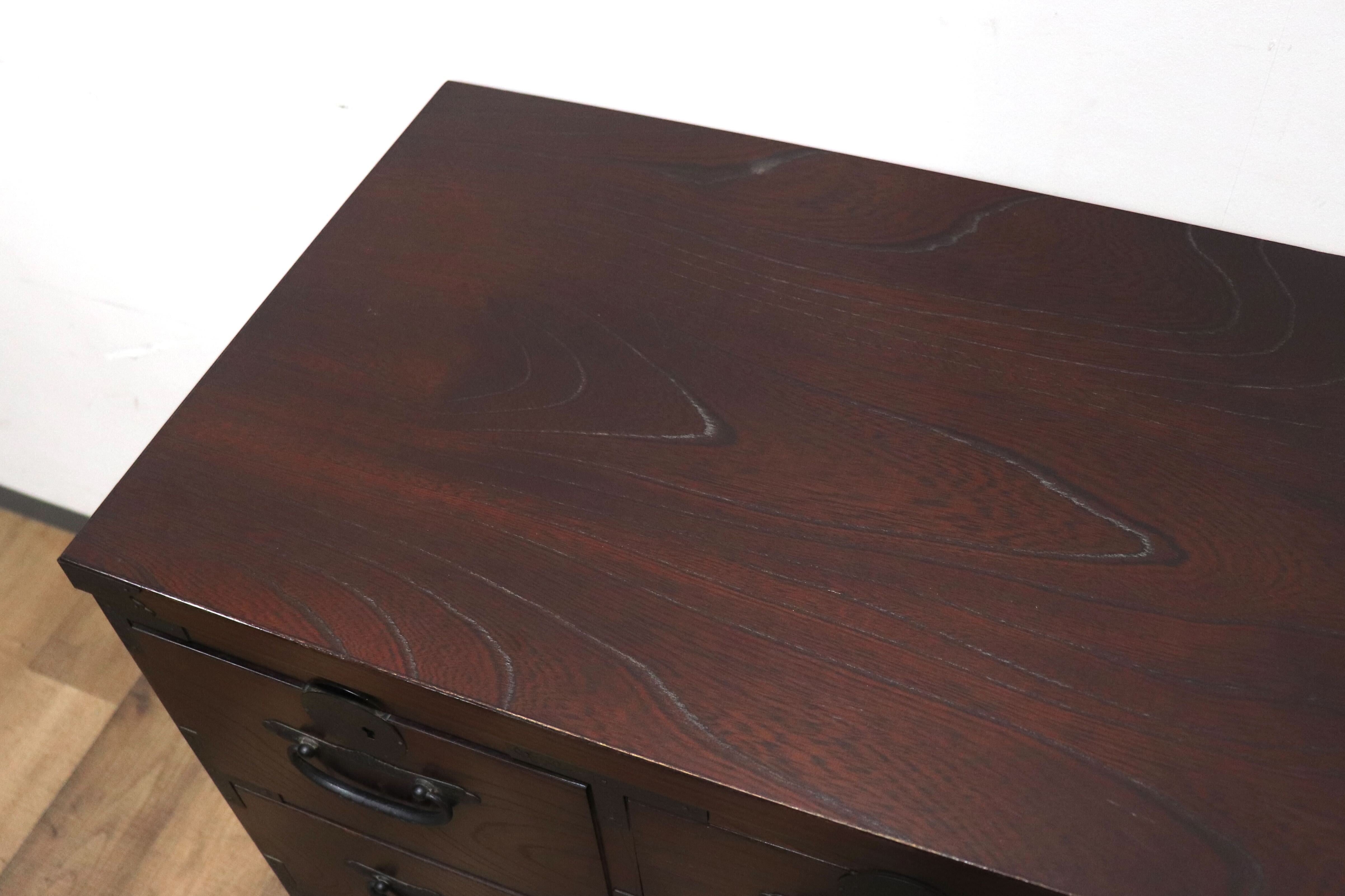 GMHK285○青木産業 江戸 整理箪笥 時代箪笥 チェスト 整理タンス 和家具 収納家具 欅 民芸家具 古民家 和室 座敷 和モダン レトロ