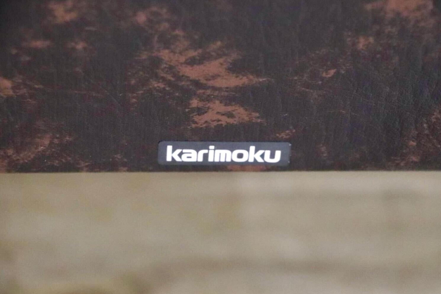 GMIH164B○karimoku / カリモク 1人掛けソファ シングルソファ ロビーチェア 椅子 合皮 ブラウン マーブル 応接 レトロ ヴィンテージ