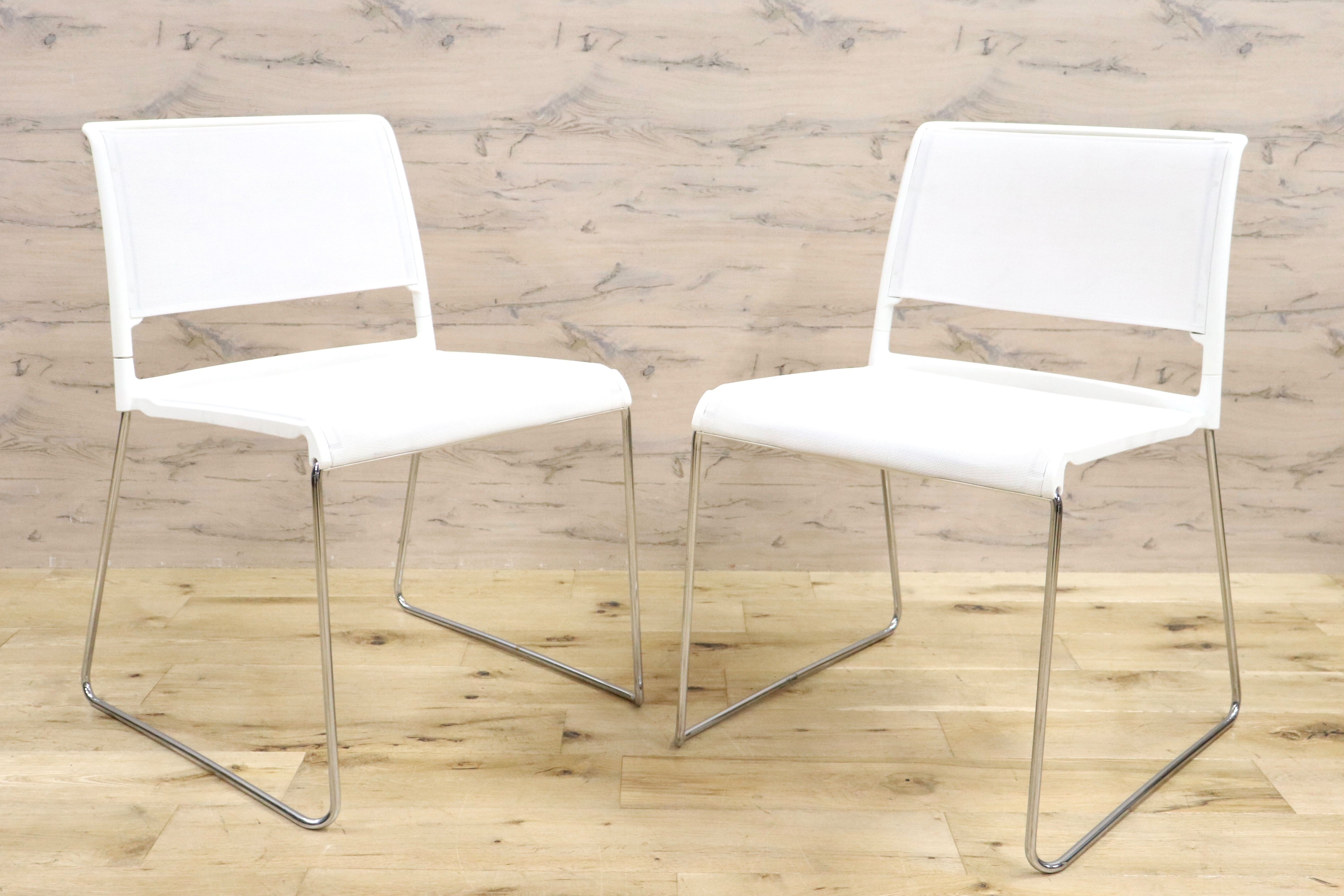 GMHF41B○wilkhahn / ウィルクハーン 230 range alineダイニングチェア 椅子 2脚セット スタッキング ホワイト メッシュ 16.4万