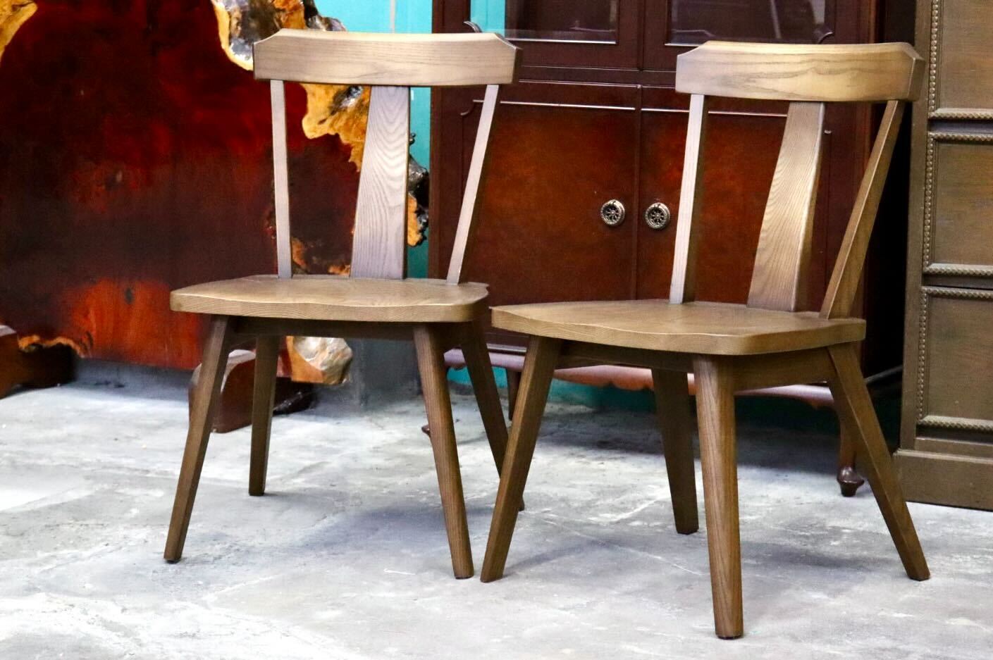 GMIH320C○らくよう工芸 飛騨家具 ダイニングチェア アームレスチェア 椅子 2脚セット 木製 無垢材 シンプル ナチュラル カントリー