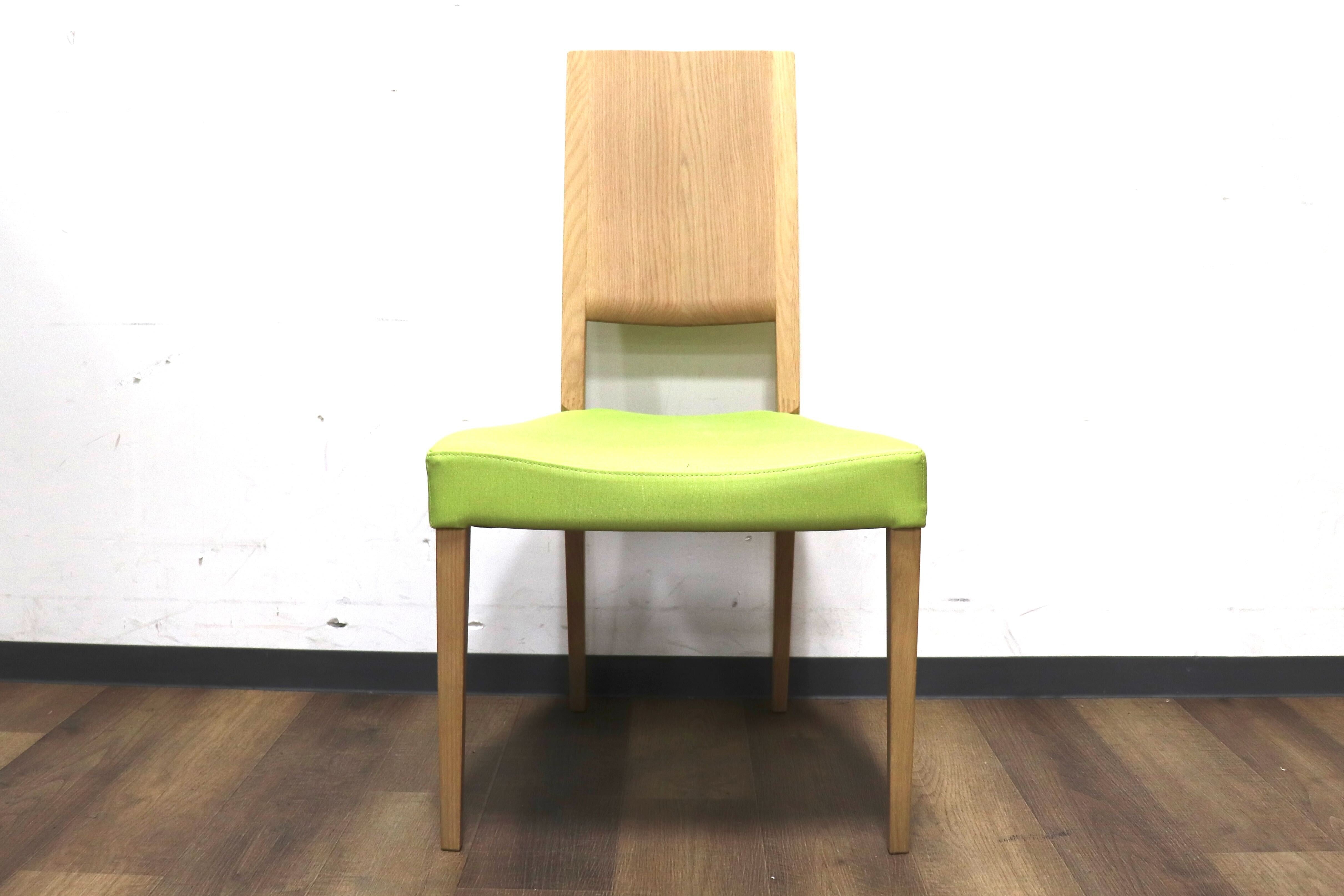 GMHK283B○karimoku / カリモク CU4515 ダイニングチェア アームレスチェア 食卓椅子 木製 合皮 ライムグリーン 国産家具 定価約6.1万