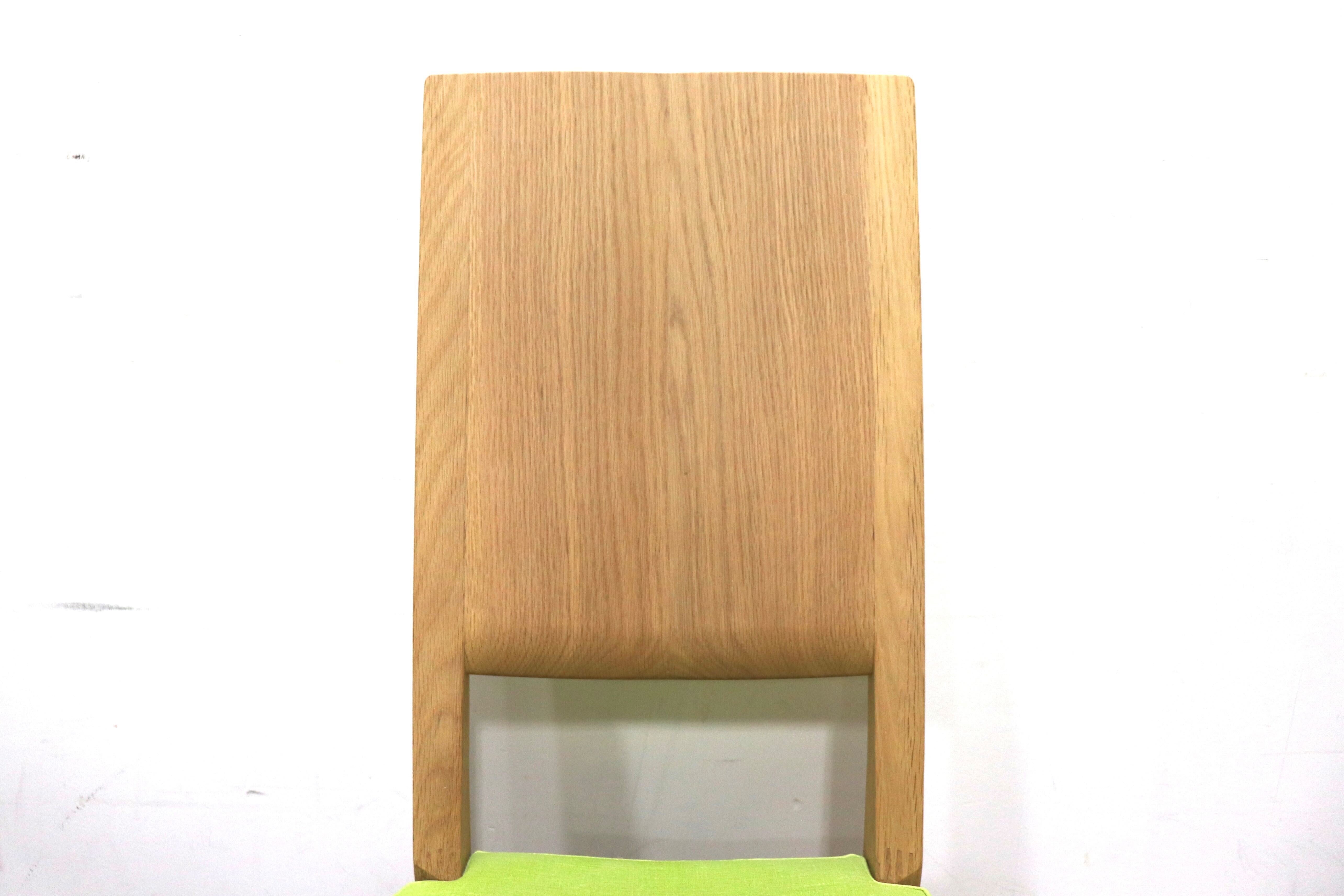 GMHK283B○karimoku / カリモク CU4515 ダイニングチェア アームレスチェア 食卓椅子 木製 合皮 ライムグリーン 国産家具 定価約6.1万