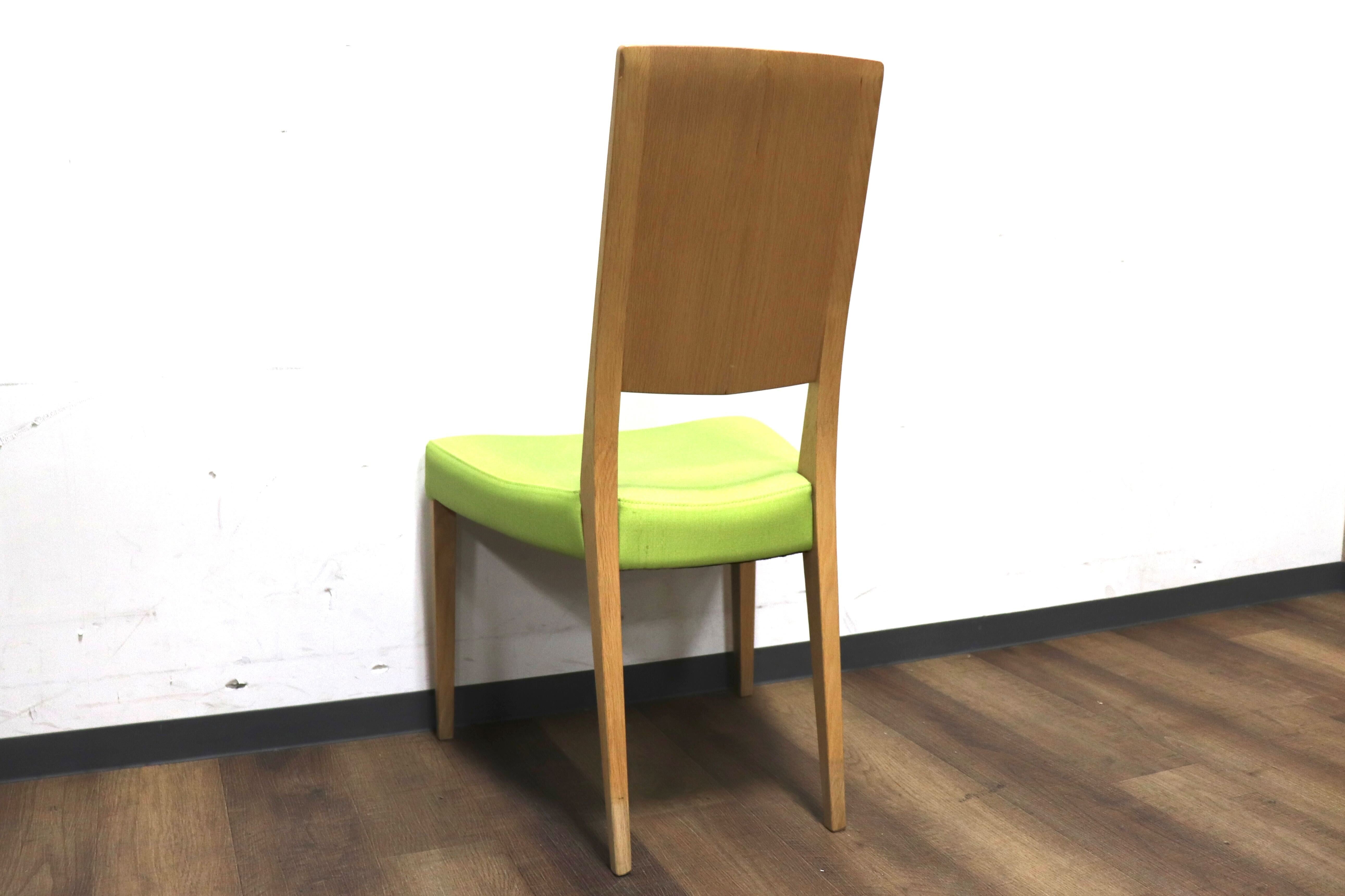 GMHK283B○karimoku / カリモク CU4515 ダイニングチェア アームレスチェア 食卓椅子 木製 合皮 ライムグリーン 国産家具 定価約6.1万