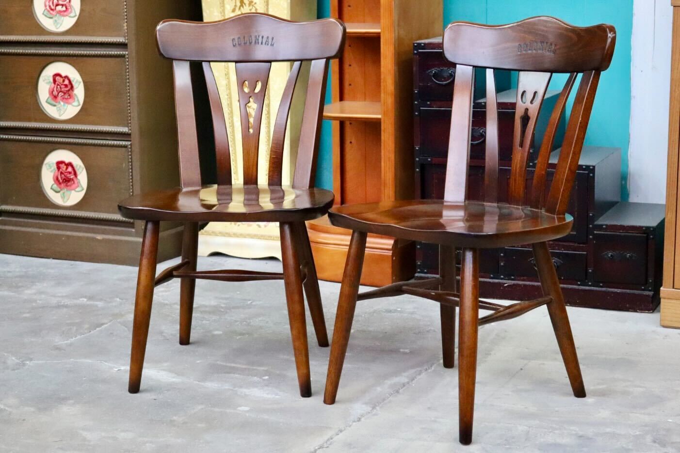 GMIS382A○karimoku / カリモク コロニアル ダイニングチェア アームレスチェア 椅子 2脚セット 木製 無垢材 国産家具 クラシック