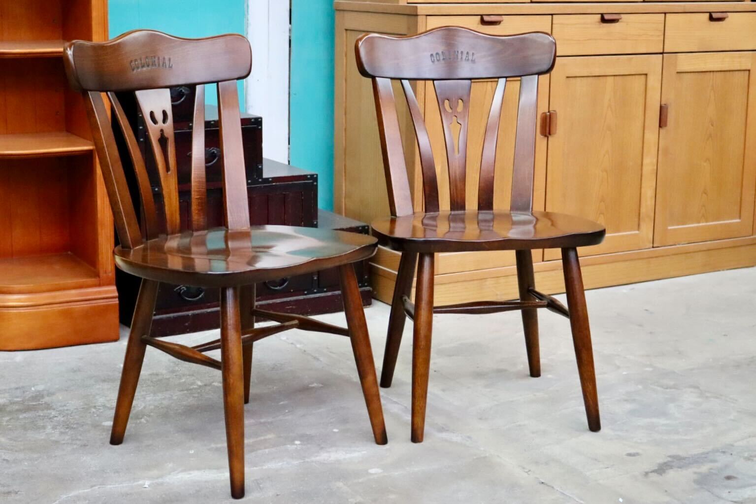 GMIS382A○karimoku / カリモク コロニアル ダイニングチェア アームレスチェア 椅子 2脚セット 木製 無垢材 国産家具 クラシック