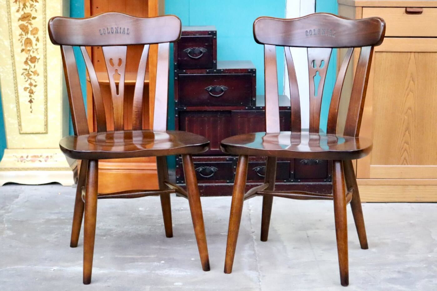 GMIS382A○karimoku / カリモク コロニアル ダイニングチェア アームレスチェア 椅子 2脚セット 木製 無垢材 国産家具 クラシック