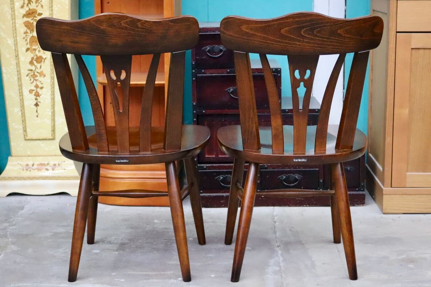 GMIS382A○karimoku / カリモク コロニアル ダイニングチェア アームレスチェア 椅子 2脚セット 木製 無垢材 国産家具 クラシック