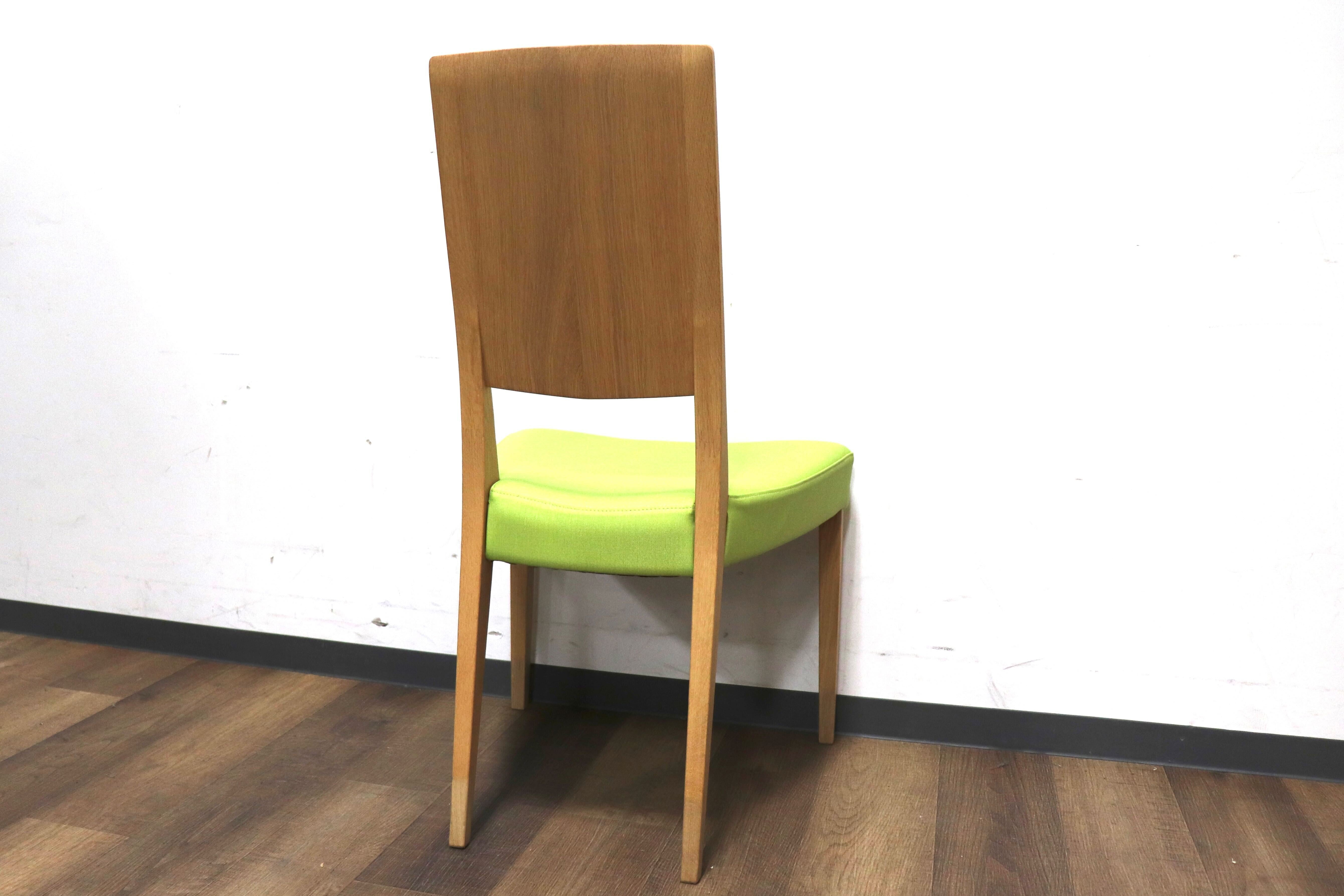 GMHK283C○karimoku / カリモク CU4515 ダイニングチェア アームレスチェア 食卓椅子 木製 合皮 ライムグリーン 国産家具 定価約6.1万