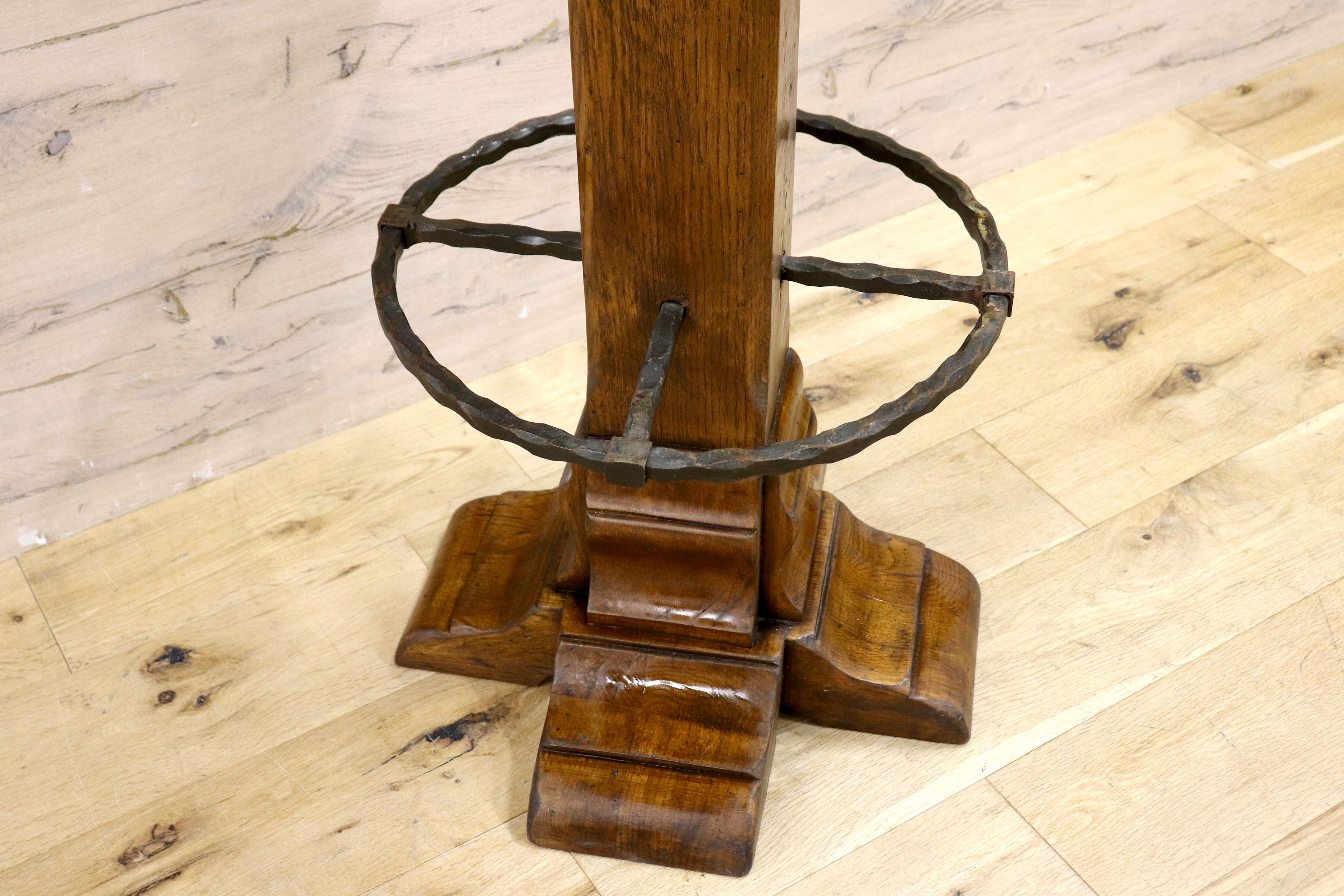 GMIK7B○スペイン製 カスティリアンスタイル バースツール ハイチェア カウンター 回転式 椅子 オーク 本革 アンティーク ヴィンテージ