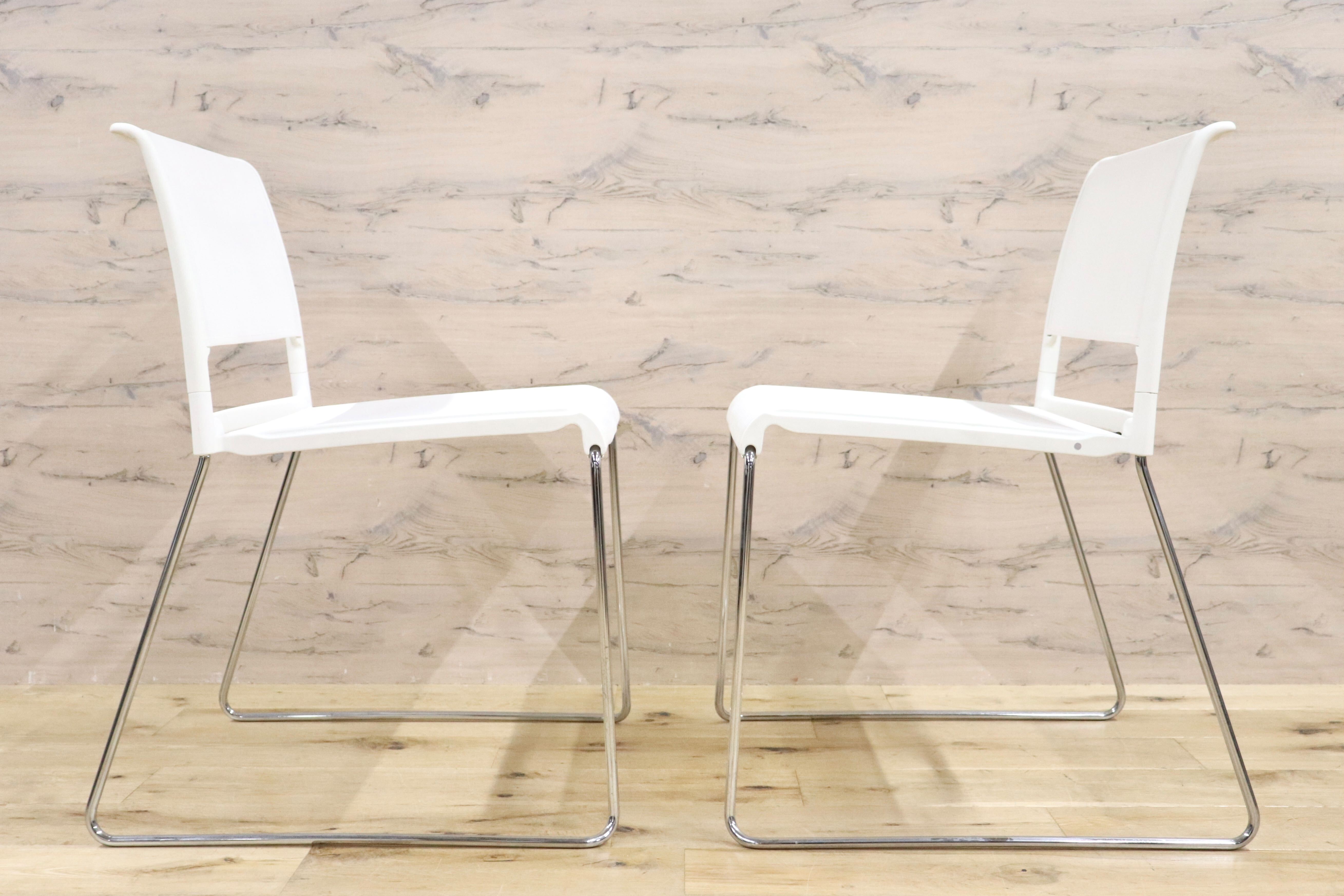 GMHF41C○wilkhahn / ウィルクハーン 230 range alineダイニングチェア 椅子 2脚セット スタッキング ホワイト メッシュ 16.4万