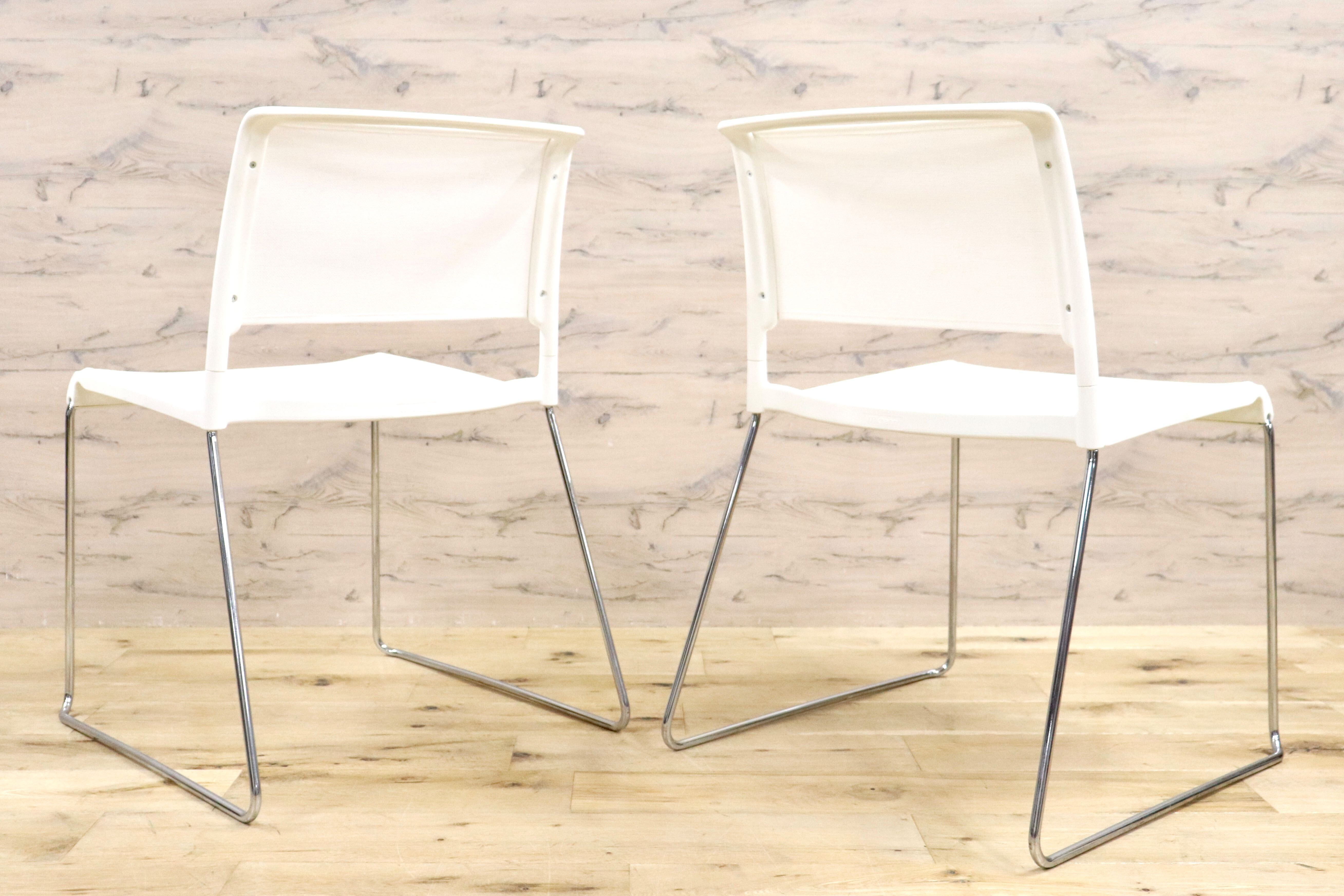 GMHF41C○wilkhahn / ウィルクハーン 230 range alineダイニングチェア 椅子 2脚セット スタッキング ホワイト メッシュ 16.4万