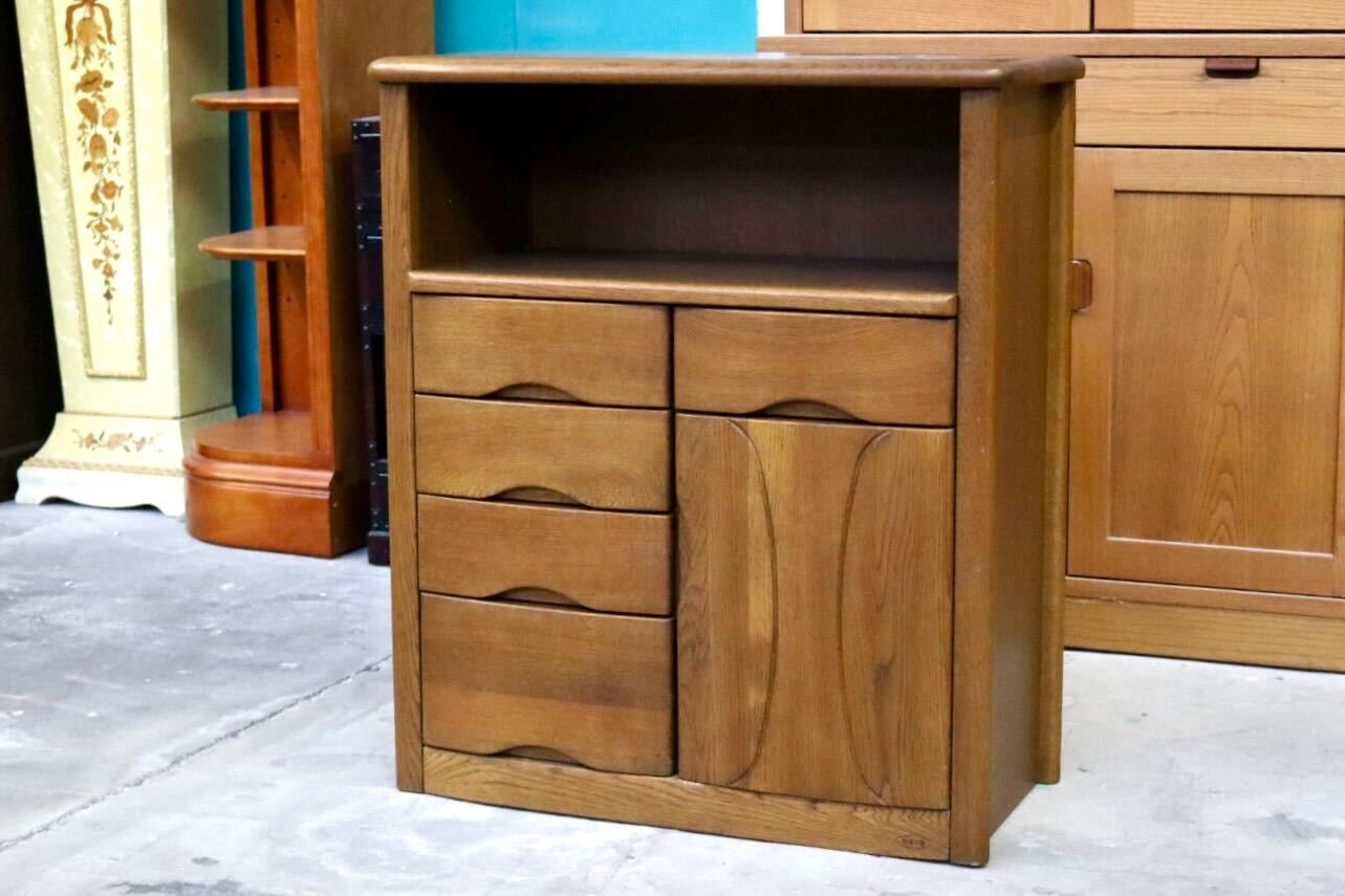 GMIH343○浜本工芸 / HAMAMOTO電話台 TELBOX キャビネット 棚 サイドボード 花台 引き出し収納 無垢材 国産家具 定価約9.8万