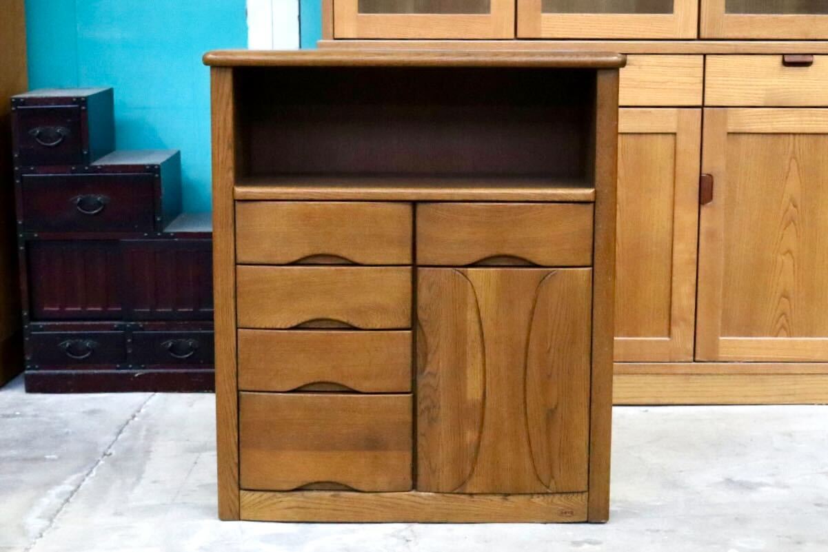 GMIH343○浜本工芸 / HAMAMOTO電話台 TELBOX キャビネット 棚 サイドボード 花台 引き出し収納 無垢材 国産家具 定価約9.8万