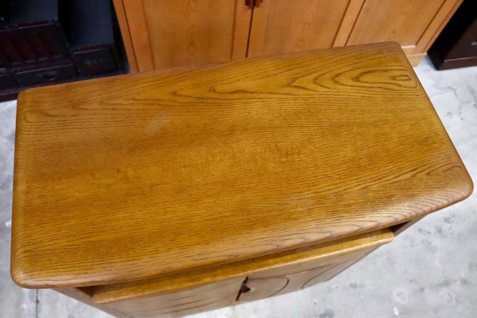 GMIH343○浜本工芸 / HAMAMOTO電話台 TELBOX キャビネット 棚 サイドボード 花台 引き出し収納 無垢材 国産家具 定価約9.8万