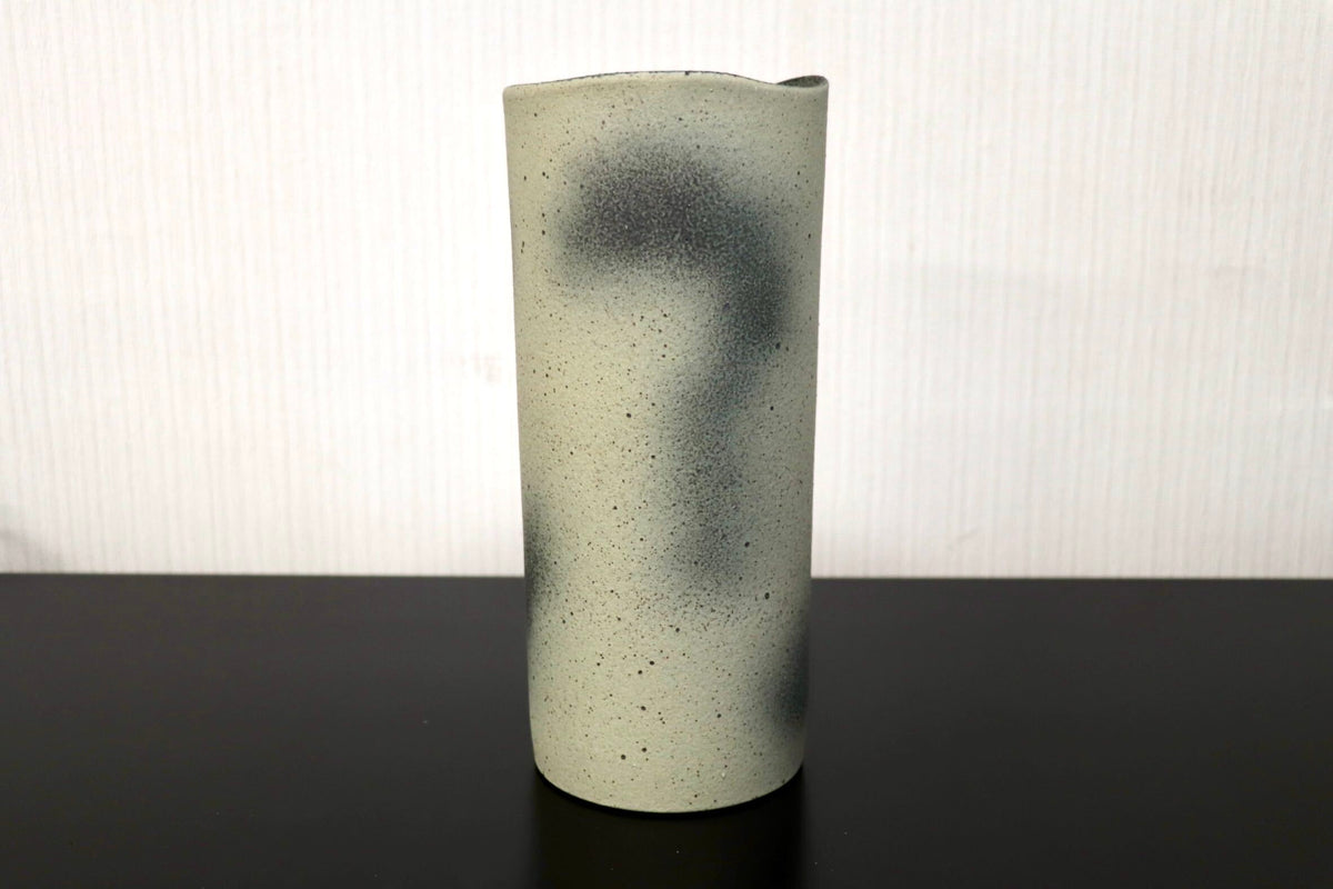 GMJK374O○信楽焼 花器 花瓶 花入 花生 一輪挿し 筒 置物 インテリア 茶道具 陶器 共箱 和モダン