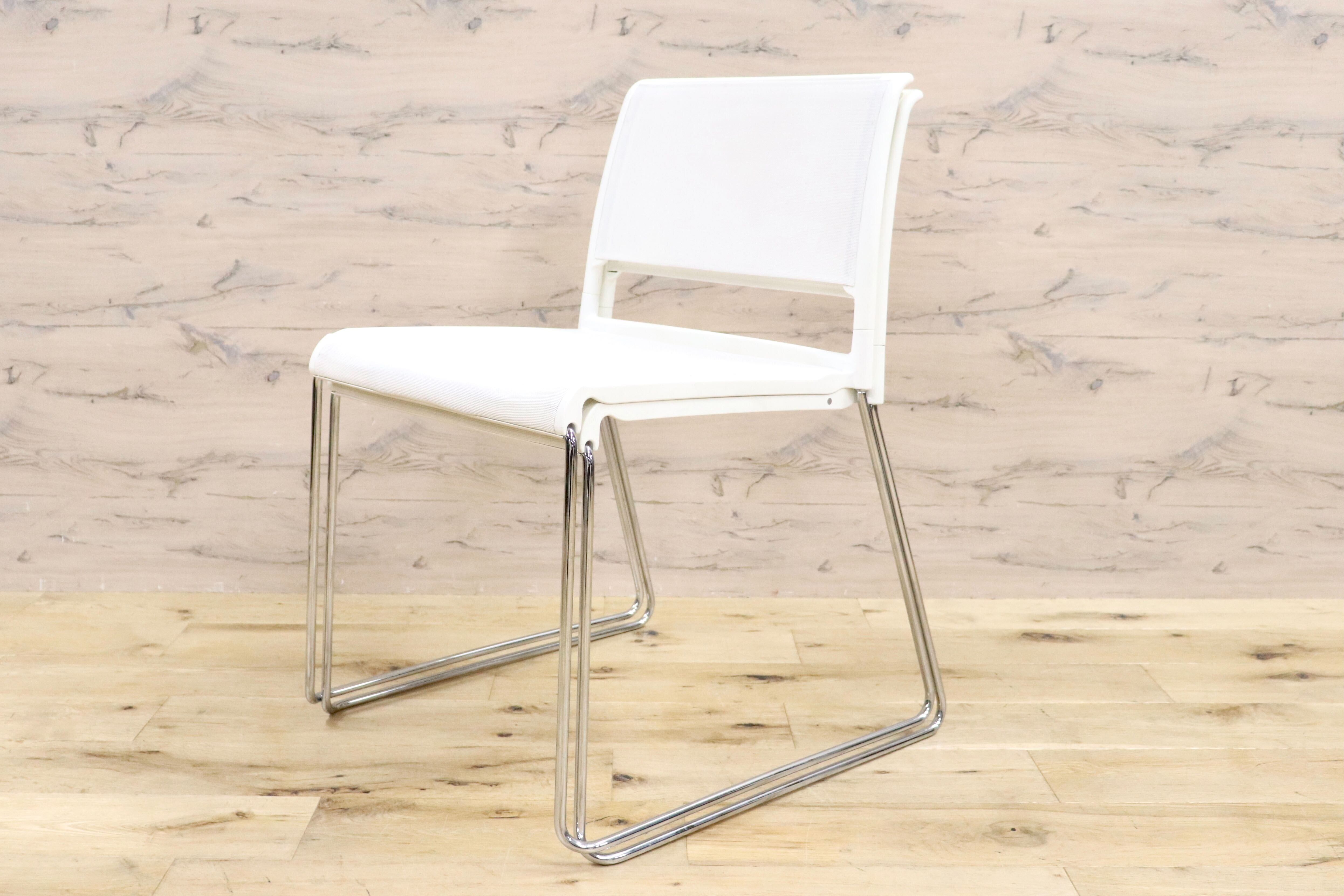 GMHF41C○wilkhahn / ウィルクハーン 230 range alineダイニングチェア 椅子 2脚セット スタッキング ホワイト メッシュ 16.4万