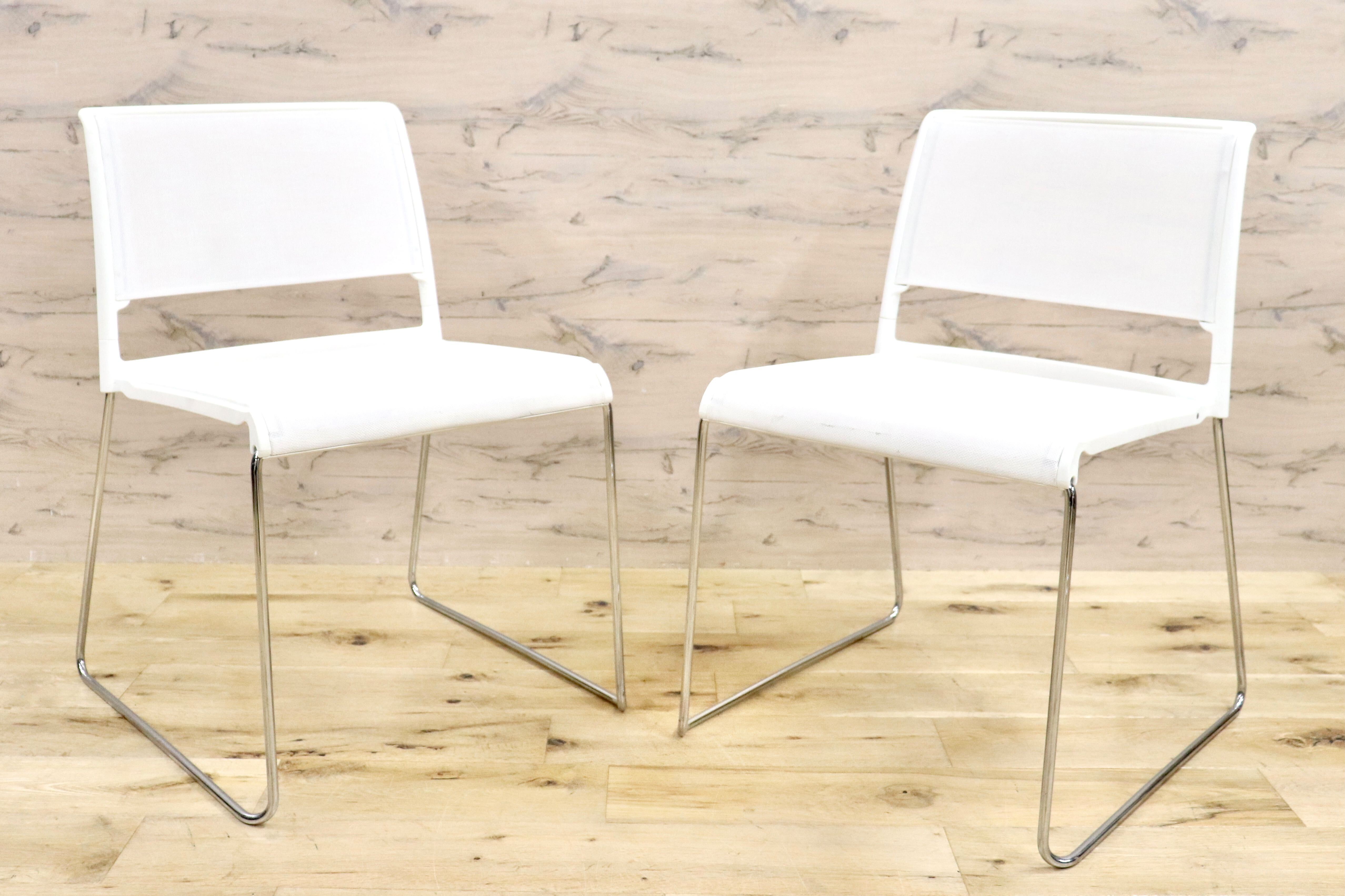 GMHF41D○wilkhahn / ウィルクハーン 230 range alineダイニングチェア 椅子 2脚セット スタッキング ホワイト メッシュ 16.4万