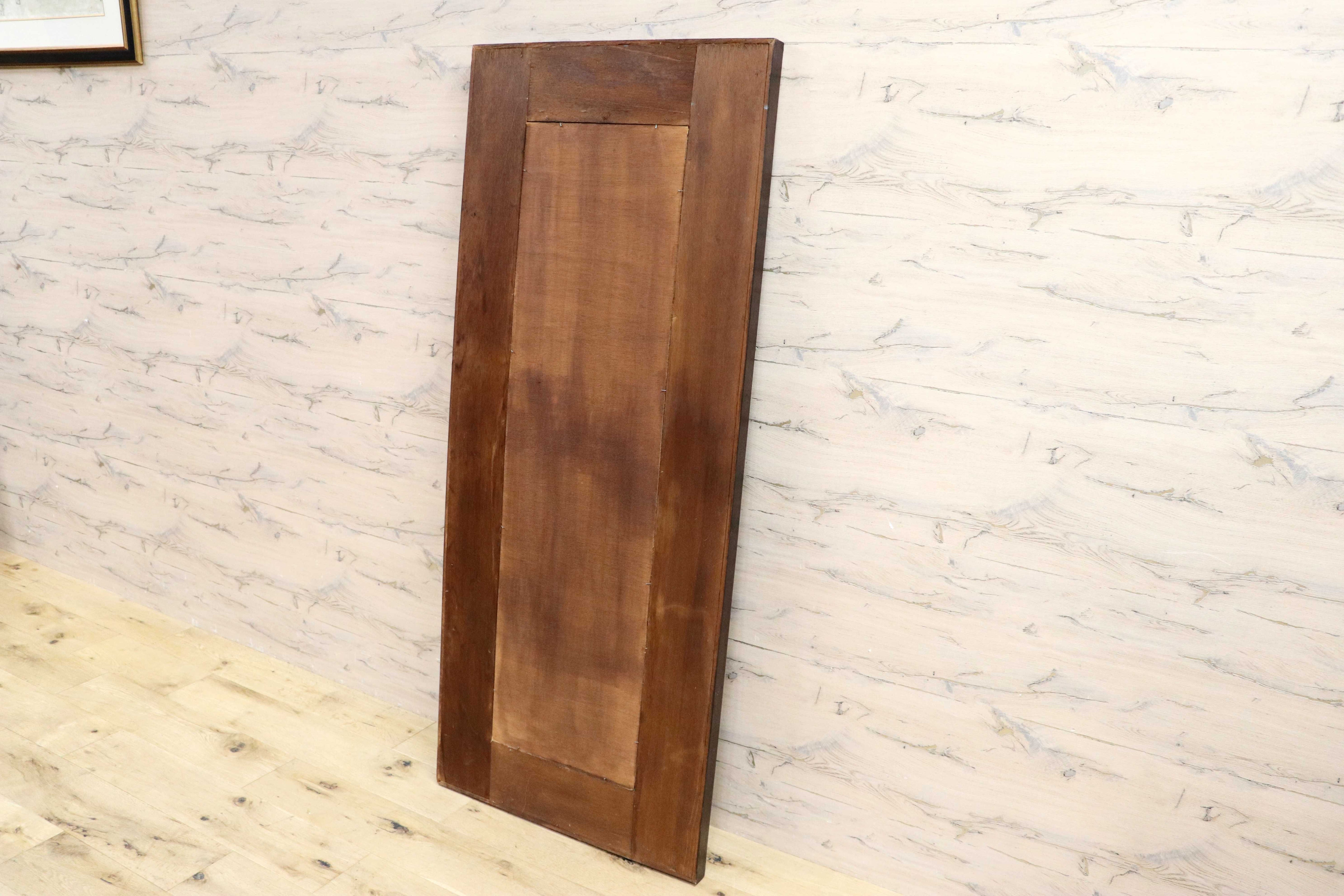 GMIK561○アンティーク 木製フレーム ヴィンテージ クラシック レトロ 全身鏡 ロングミラー 姿見 立て掛け ウッドフレーム ミラー 鏡 革