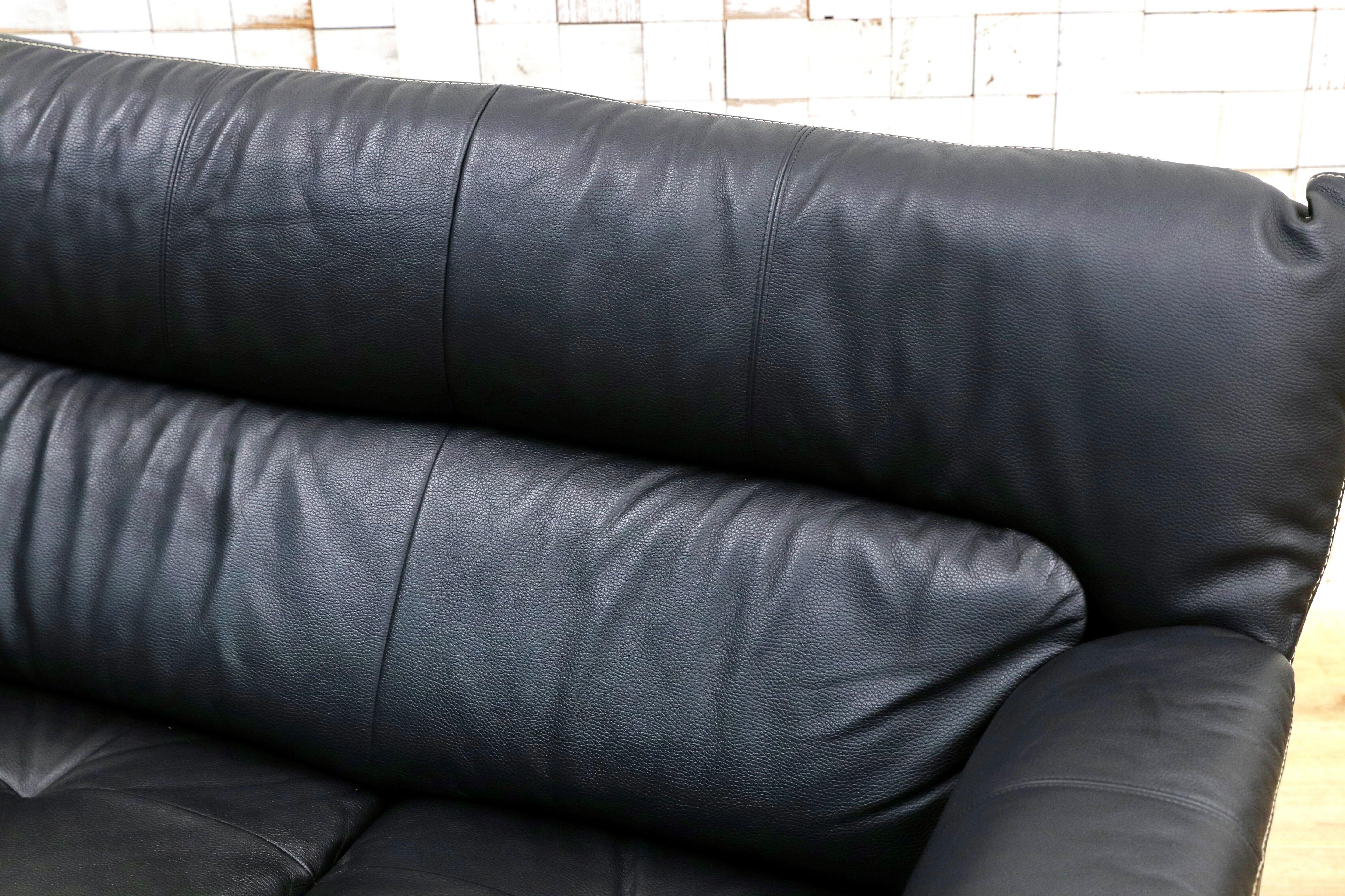 GMIK972○Chitano / チターノ karimoku カリモク Z181モデル 3人掛けソファ トリプルソファ 本革 ブラック 約23万