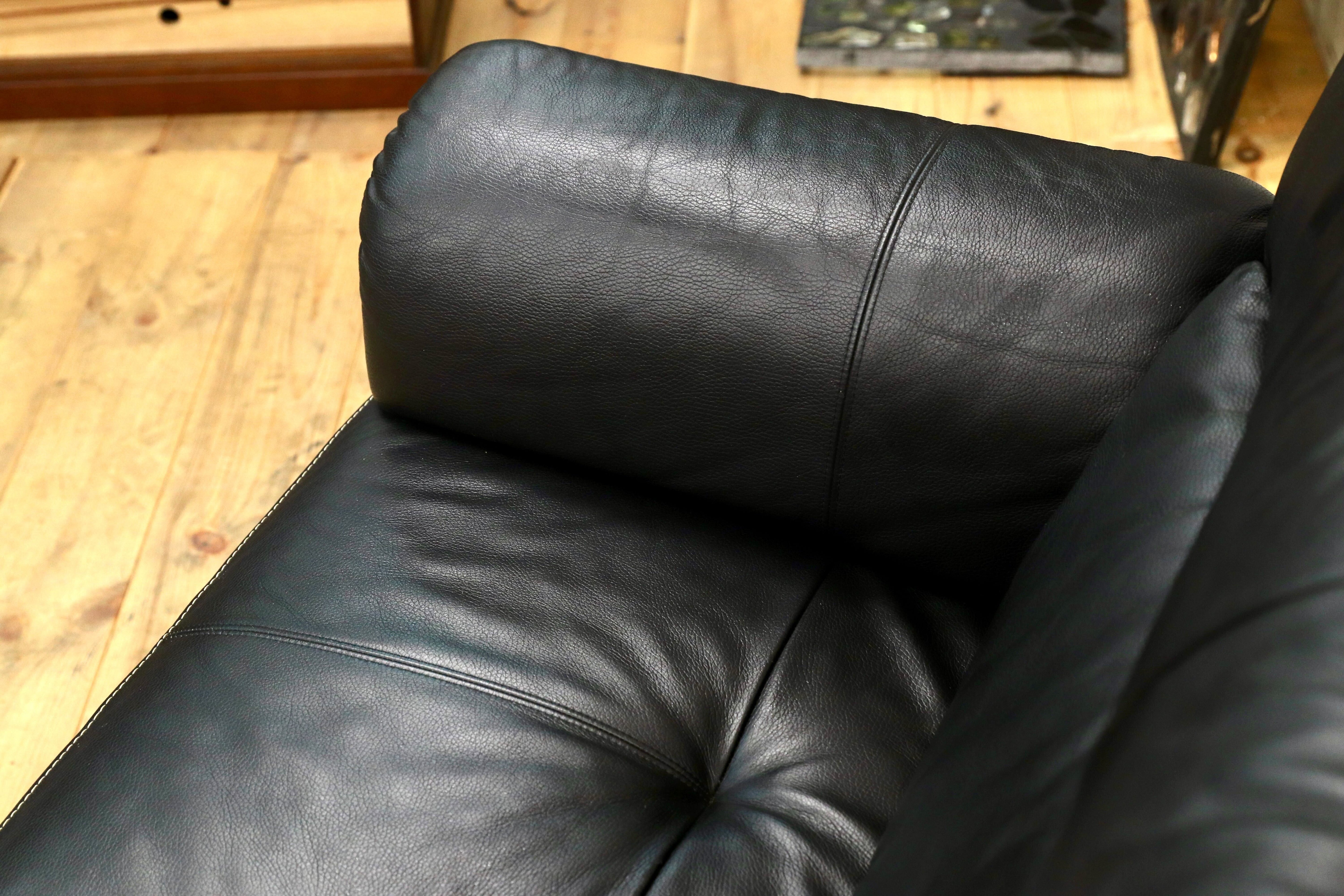 GMIK972○Chitano / チターノ karimoku カリモク Z181モデル 3人掛けソファ トリプルソファ 本革 ブラック 約23万