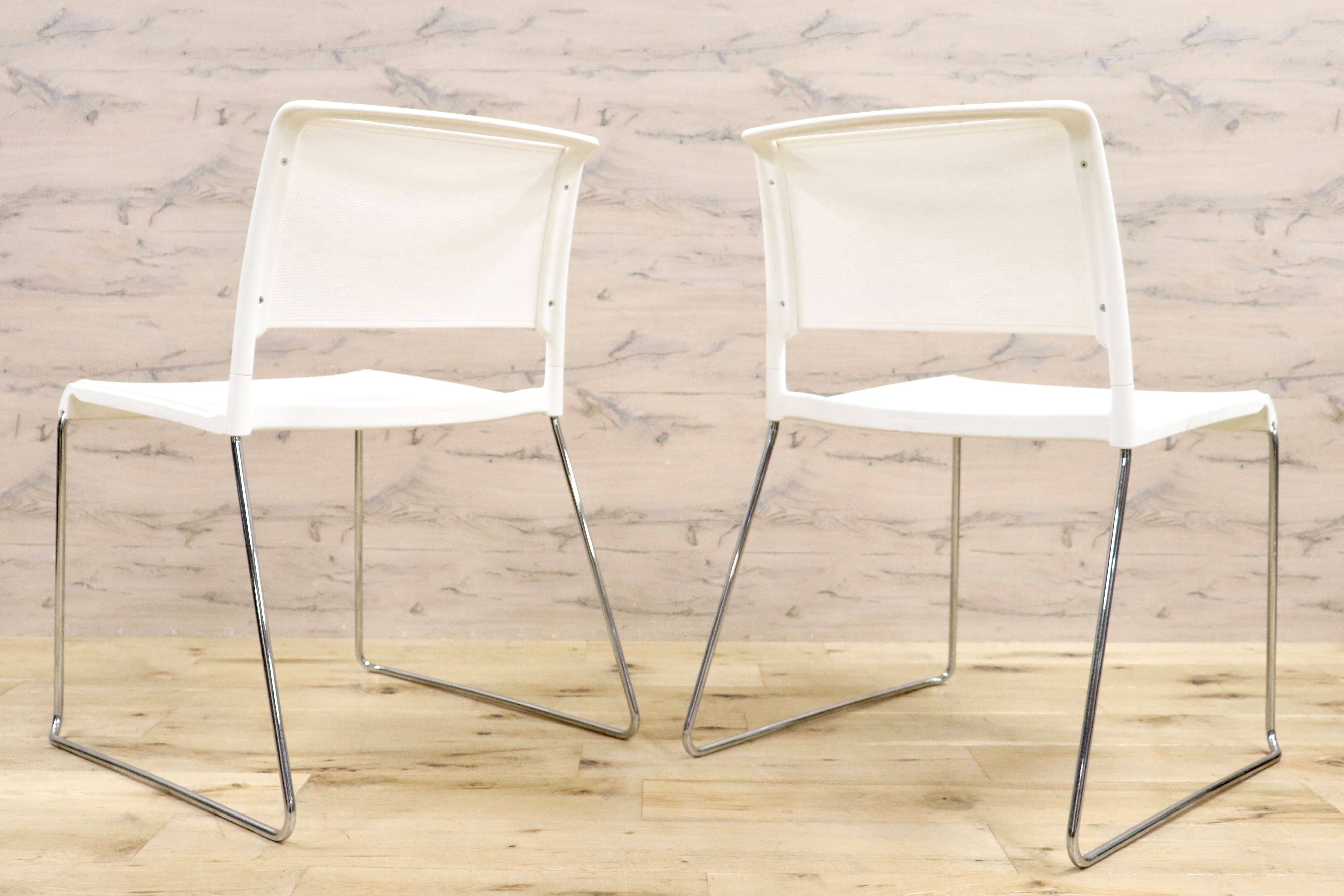 GMHF41D○wilkhahn / ウィルクハーン 230 range alineダイニングチェア 椅子 2脚セット スタッキング ホワイト メッシュ 16.4万