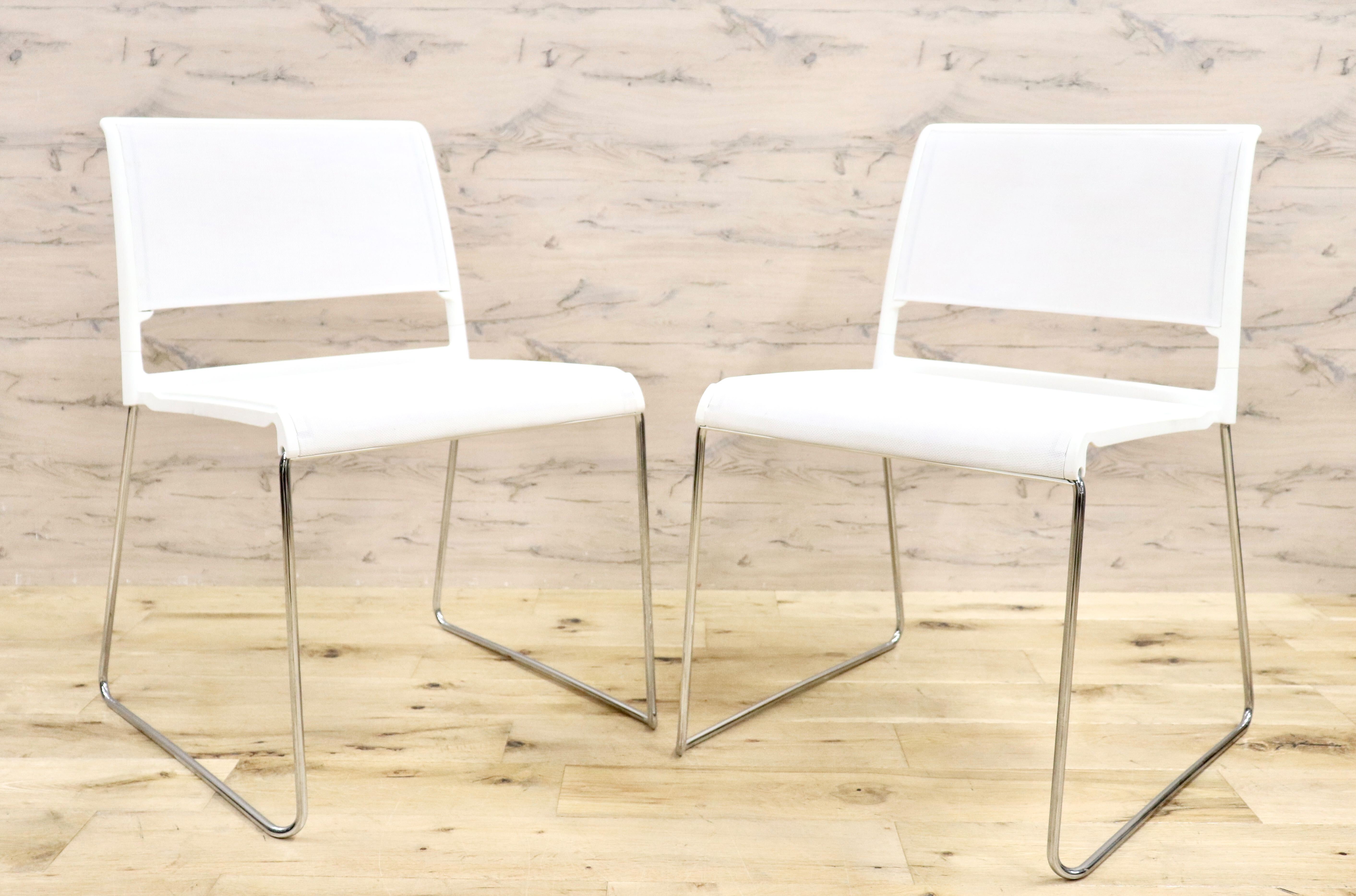 GMHF41E○wilkhahn / ウィルクハーン 230 range alineダイニングチェア 椅子 2脚セット スタッキング ホワイト メッシュ 16.4万