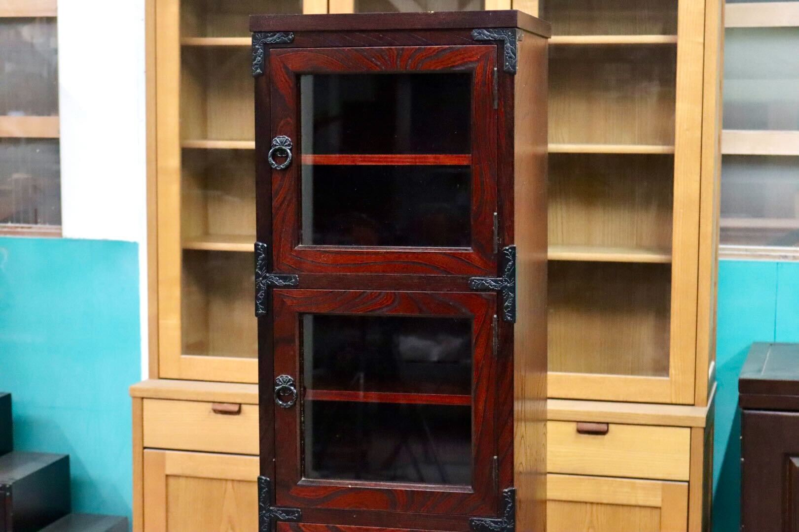 GMIS379A○岩谷堂箪笥 スリムハイチェスト 整理箪笥 リビングボード キャビネット 民藝 伝統工芸 和家具 和モダン レトロ アンティーク