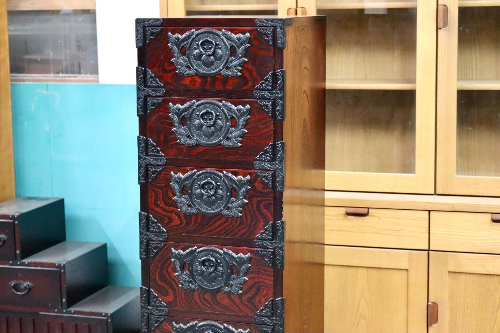 GMIS379B○岩谷堂箪笥 七段チェスト 整理箪笥 リビングボード 引き出し 民藝 伝統工芸 和家具 和モダン レトロ アンティーク