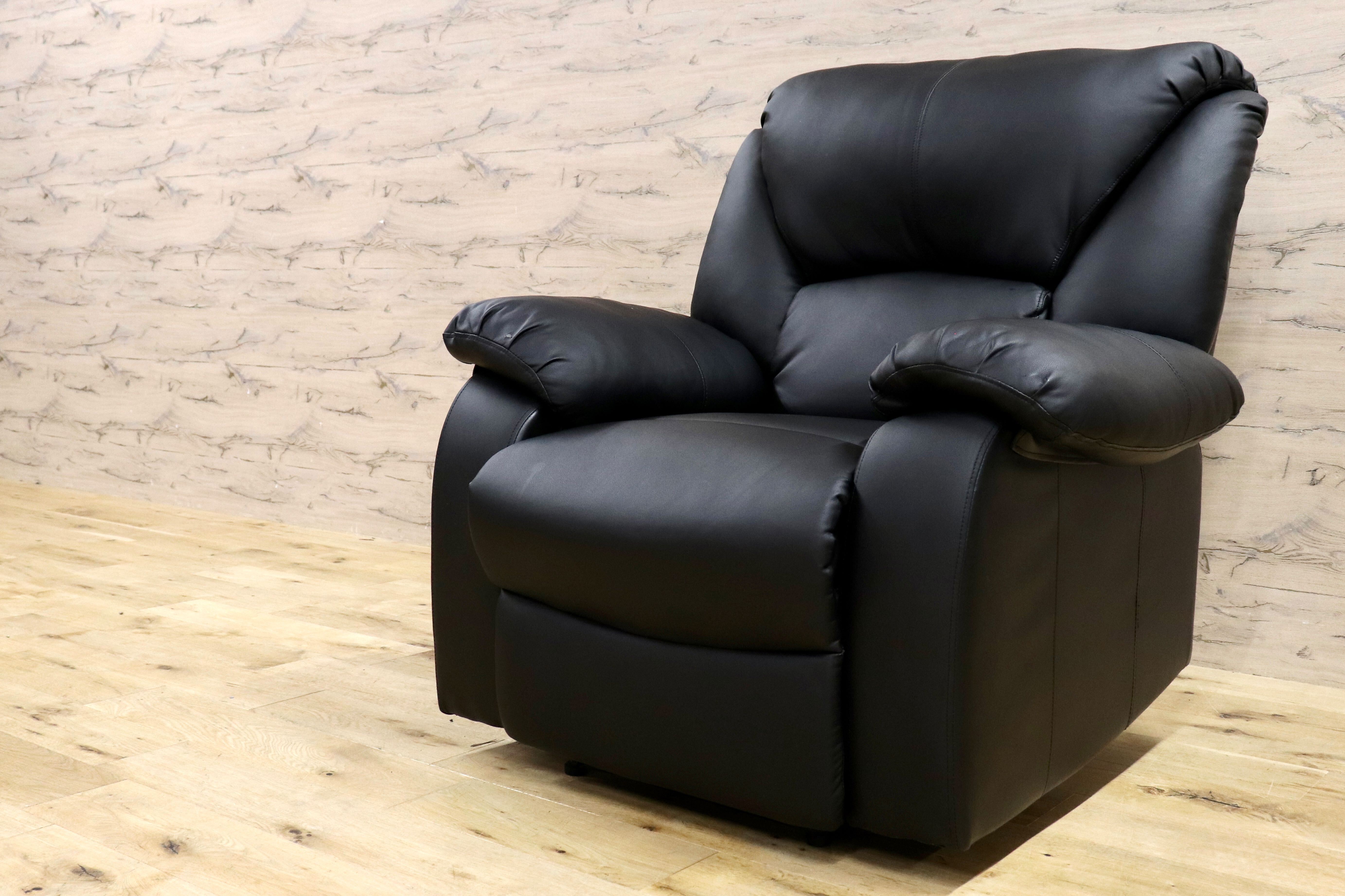 GMHK97○リクライニングチェア リクライニングソファ シングルソファ パーソナルチェア ブラック PUレザー