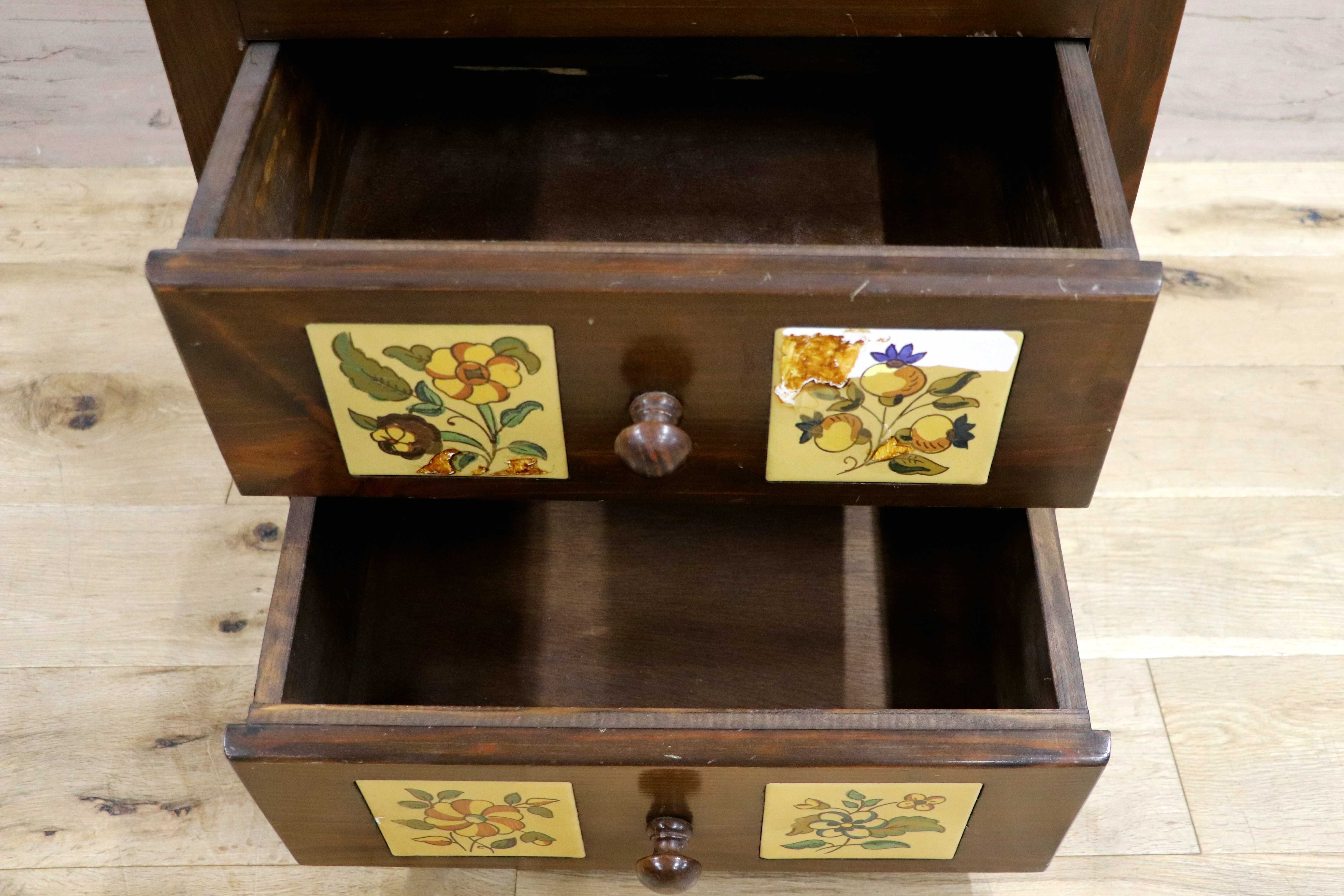 GMIH18○バレンシア家具 スペイン製 タイルチェスト 4段チェスト チェスト 飾り棚 整理箪笥 収納家具 カントリー 希少
