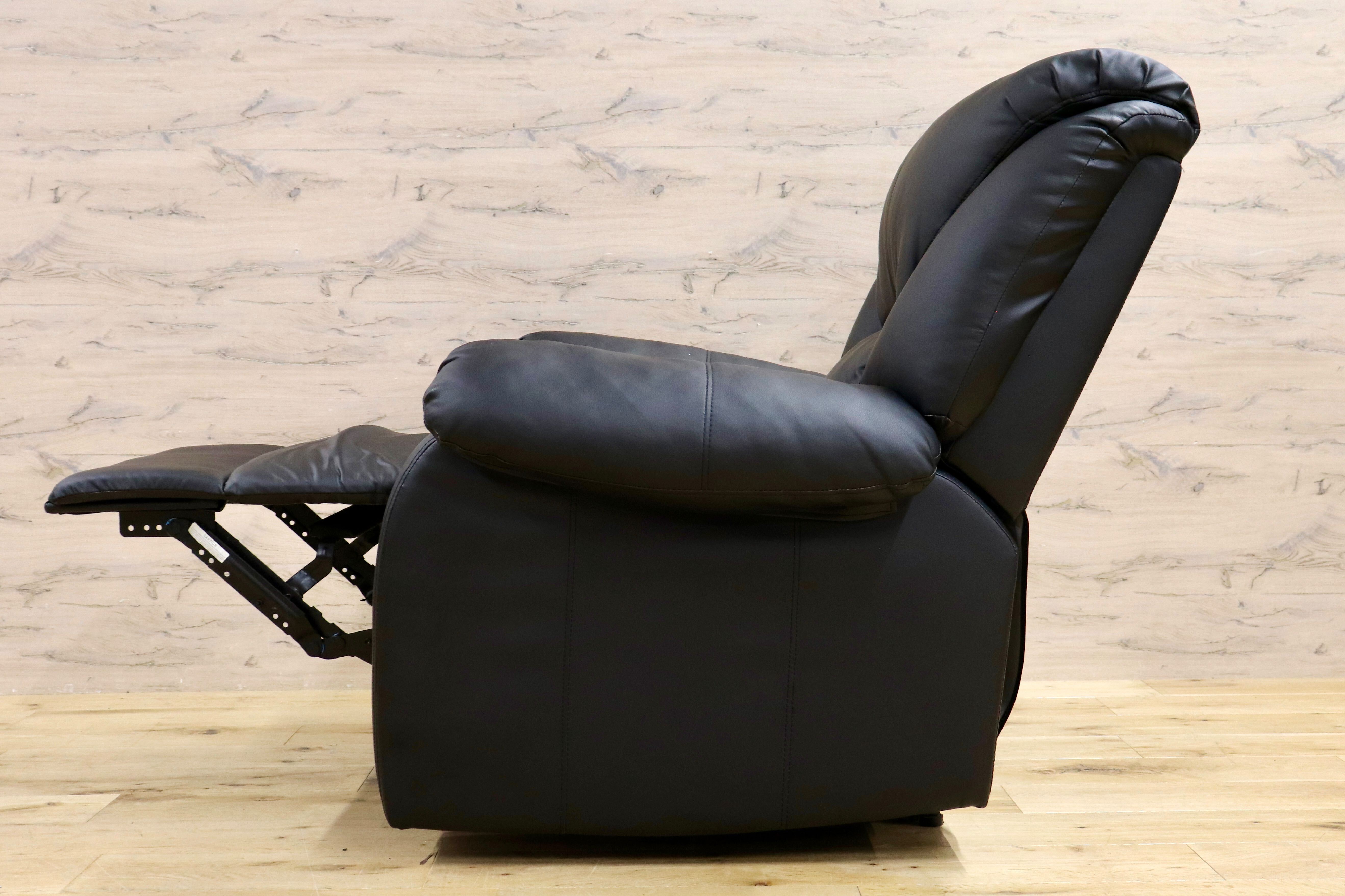 GMHK97○リクライニングチェア リクライニングソファ シングルソファ パーソナルチェア ブラック PUレザー