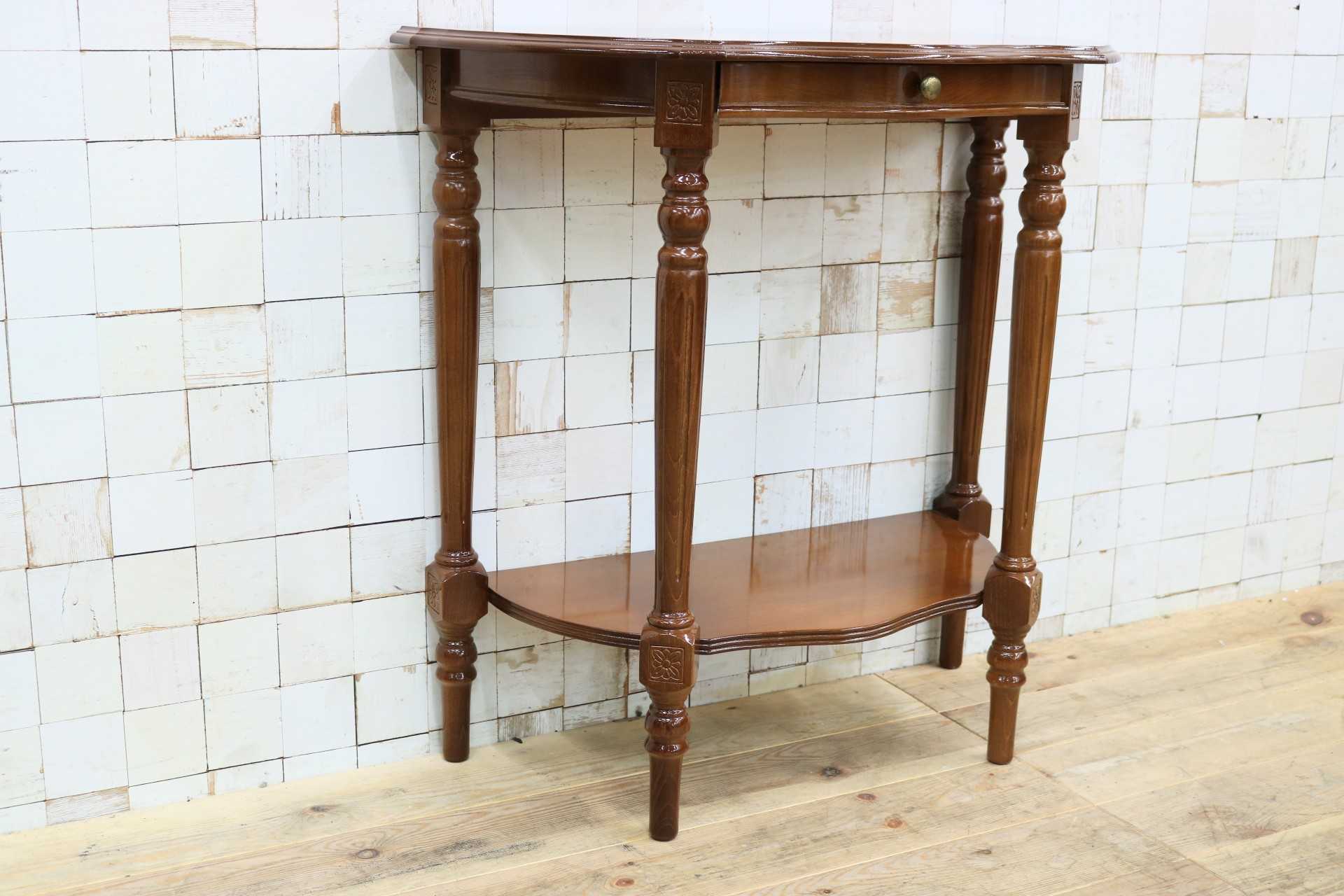 GMIH464○イタリア コンソールテーブル サイドテーブル 飾り台 花台 電話台 引出し 店舗什器 クラシック アンティーク調 ヨーロピアン