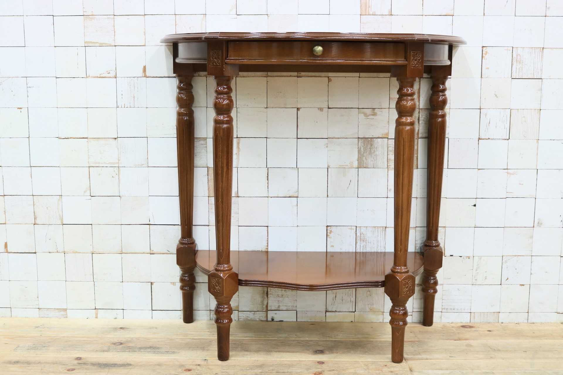 GMIH464○イタリア コンソールテーブル サイドテーブル 飾り台 花台 電話台 引出し 店舗什器 クラシック アンティーク調 ヨーロピアン