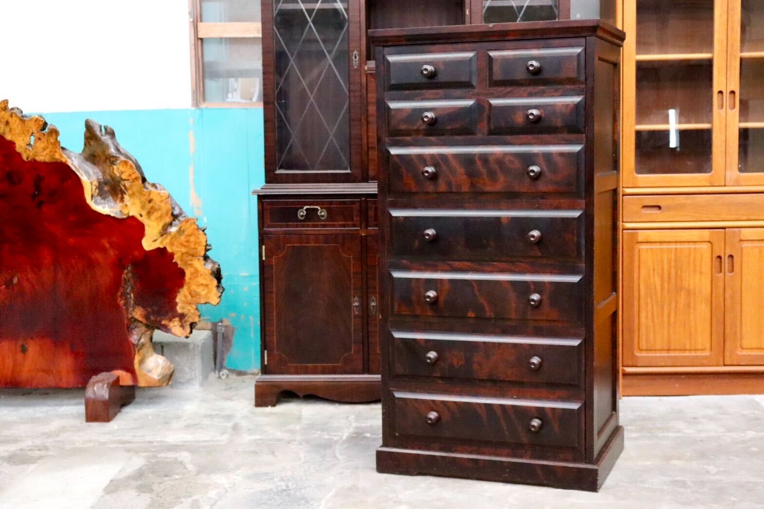 GMIK454○北海道民芸家具 7段チェスト チェスト 整理箪笥 収納家具 和家具 和室 和モダン 古民家 アンティーク レトロ