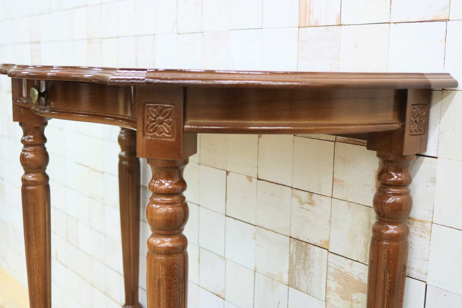 GMIH464○イタリア コンソールテーブル サイドテーブル 飾り台 花台 電話台 引出し 店舗什器 クラシック アンティーク調 ヨーロピアン