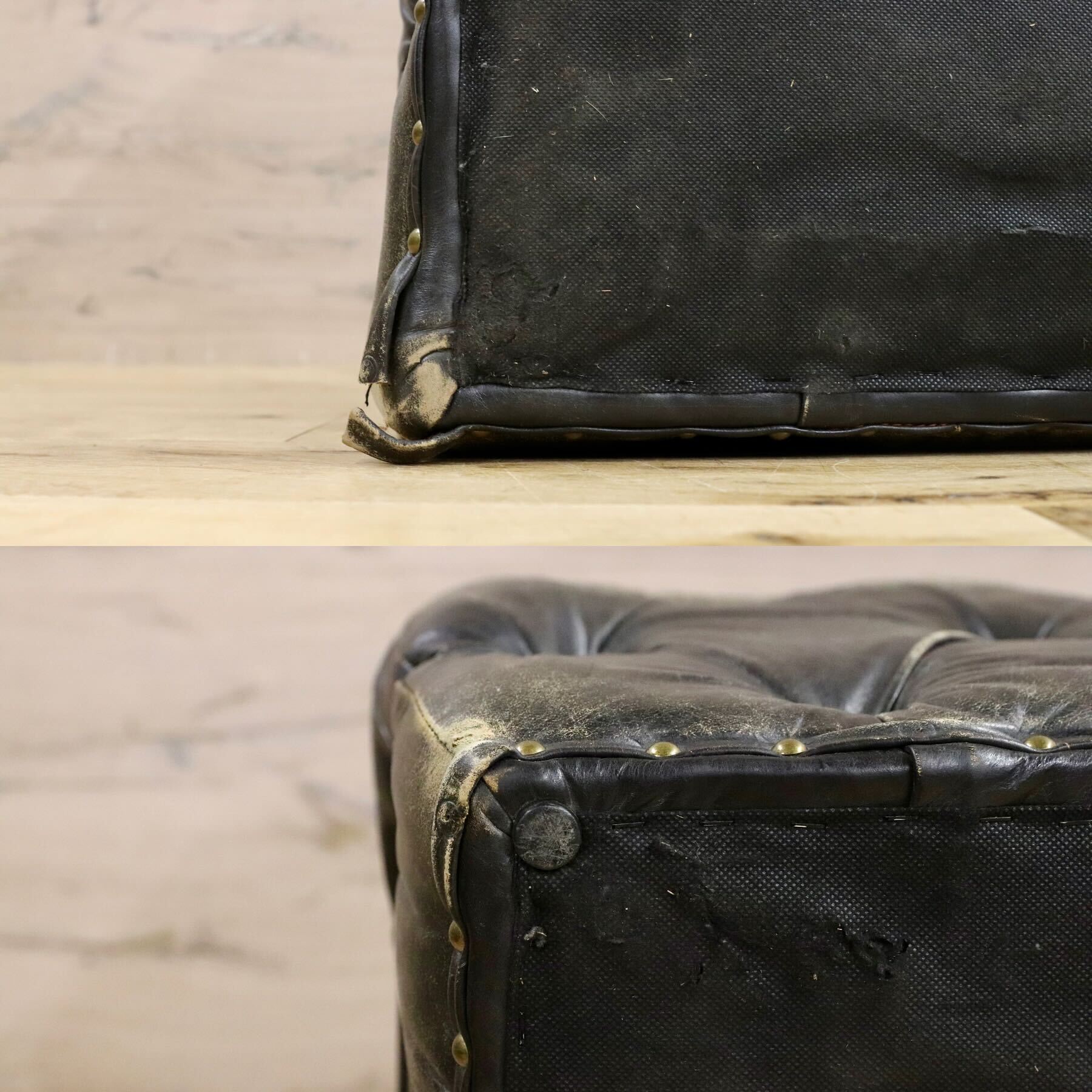 GMHK182○HALO / ハロ LORD DIGSBY LARGE OTTOMAN ロードディグズビー ラージ オットマン 総本革 ヴィンテージ 英国 定価19.1万