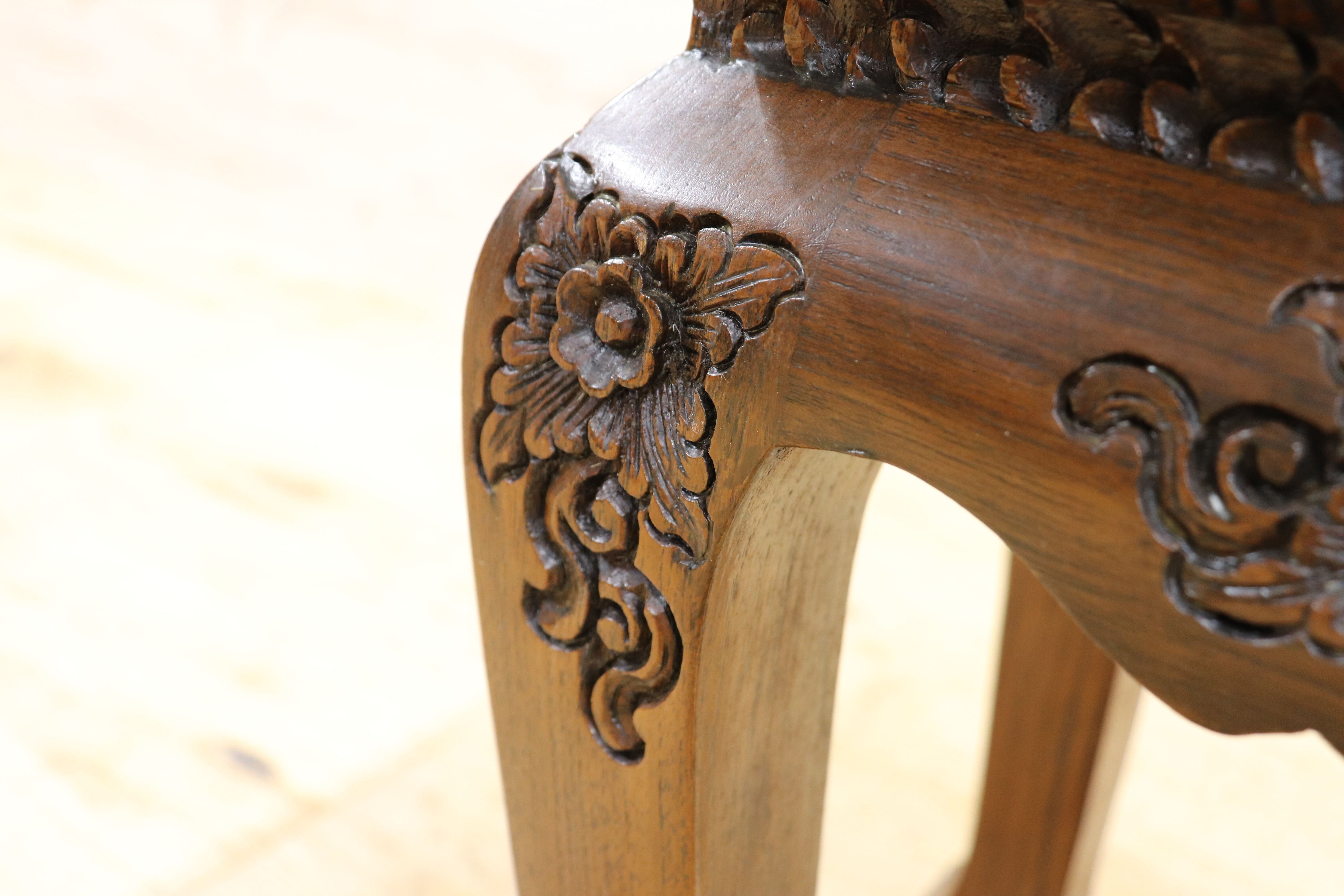 GMIK795A○木彫り 木製 花台 香炉台 サイドテーブル 飾り台 スツール アンティーク インテリア アジアン家具