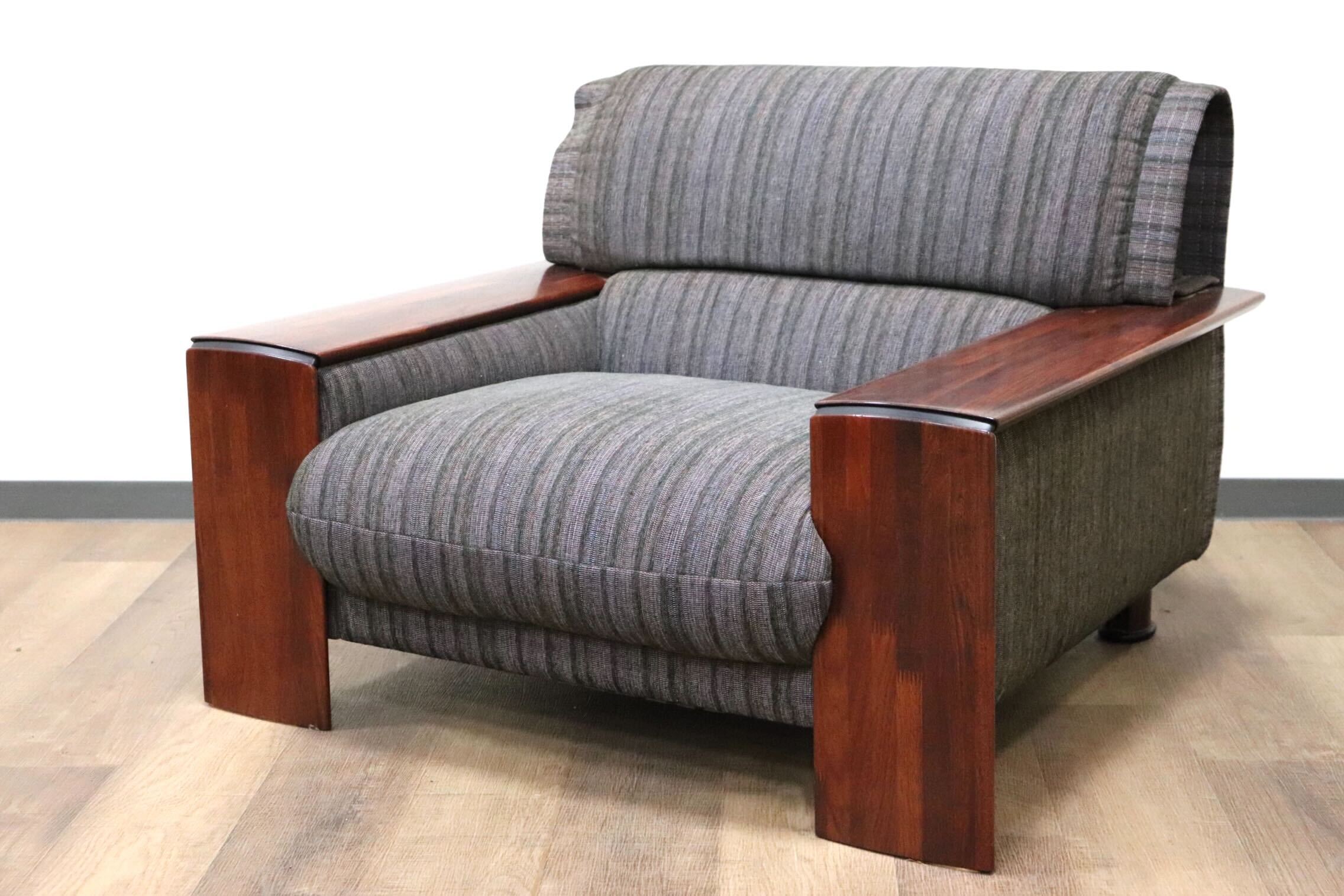 GMGN482A○karimoku / カリモク vivente ビベンテ 1人掛けソファ シングルソファ 応接 ファブリック 花梨材 定価約19万 稀少