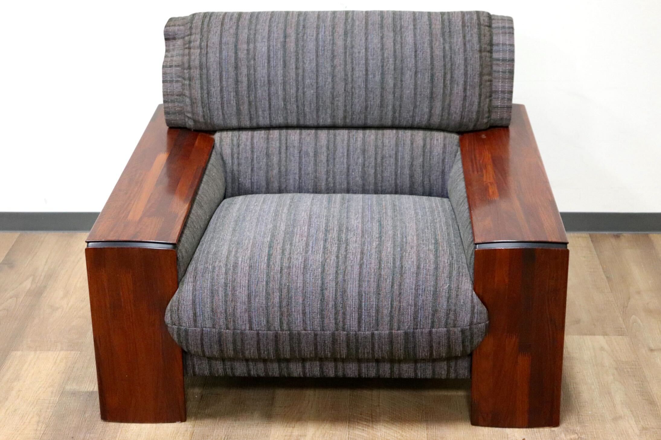 GMGN482A○karimoku / カリモク vivente ビベンテ 1人掛けソファ シングルソファ 応接 ファブリック 花梨材 定価約19万 稀少