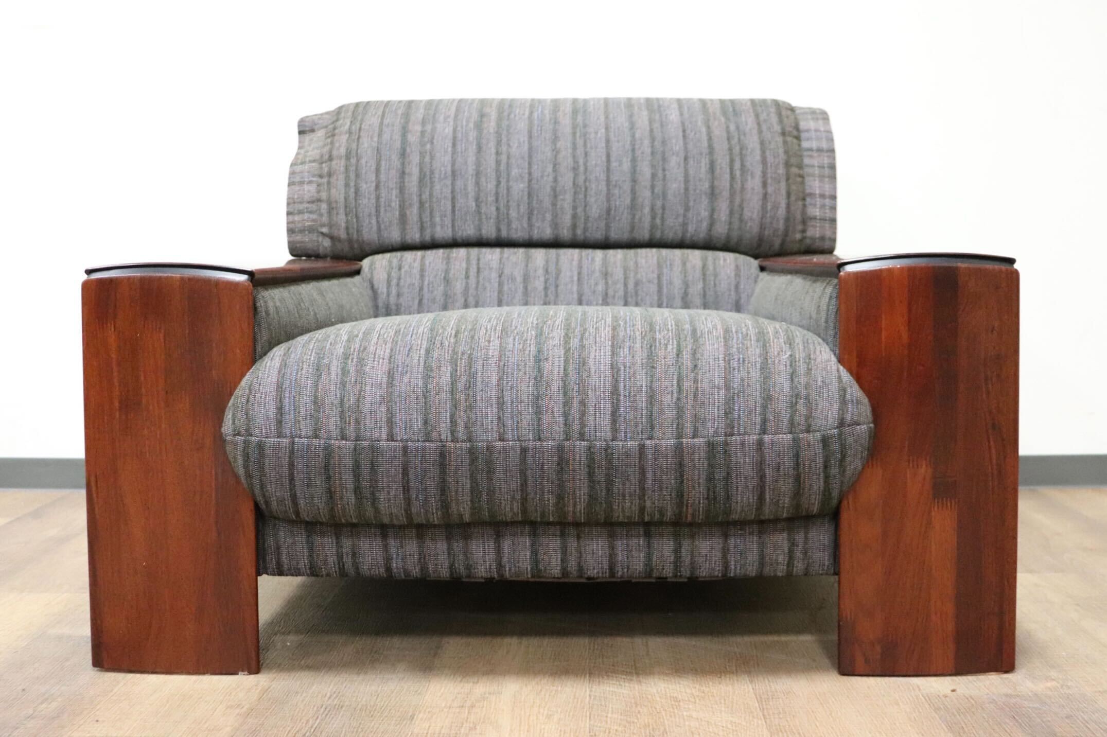 GMGN482A○karimoku / カリモク vivente ビベンテ 1人掛けソファ シングルソファ 応接 ファブリック 花梨材 定価約19万 稀少