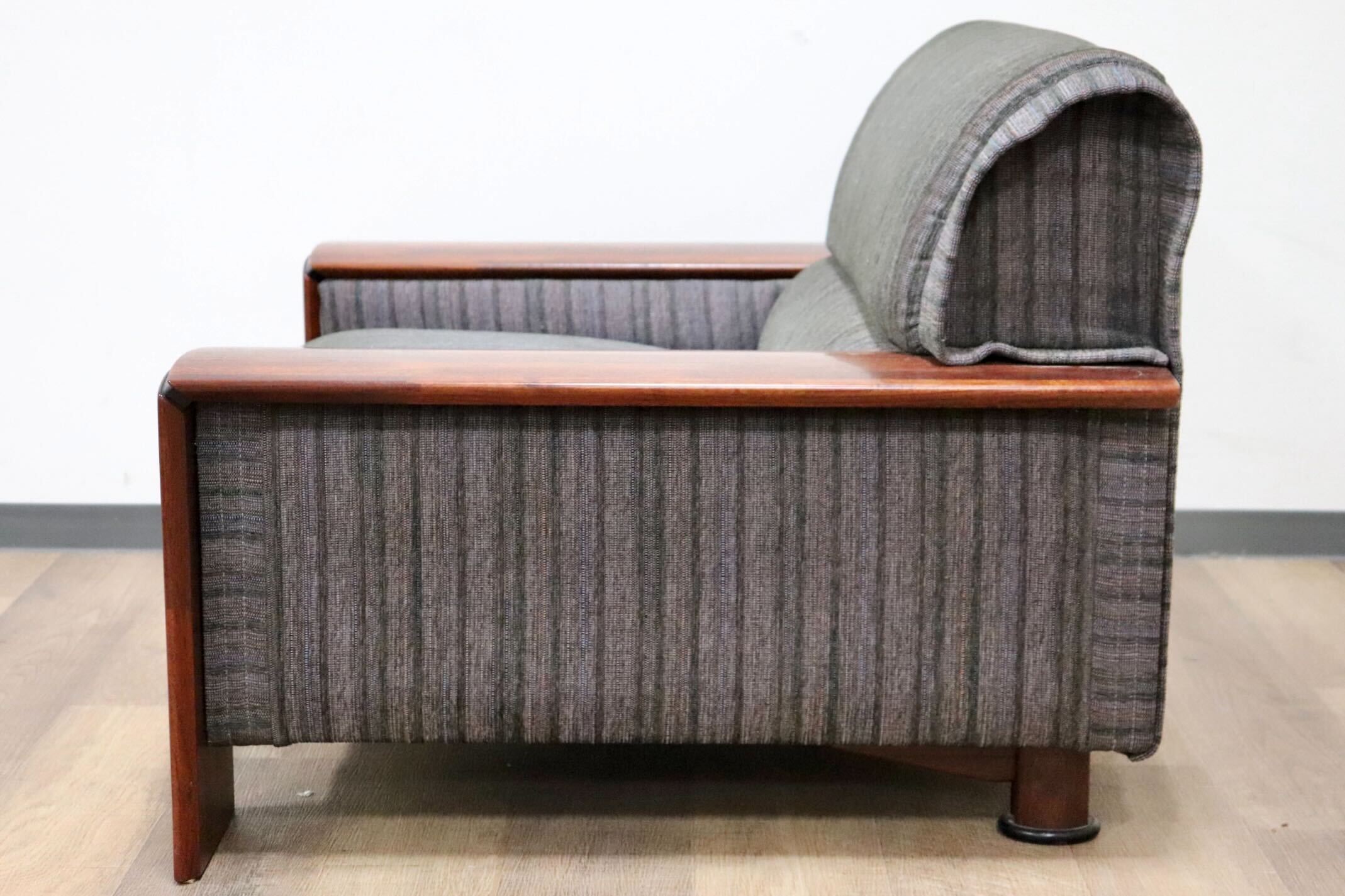 GMGN482A○karimoku / カリモク vivente ビベンテ 1人掛けソファ シングルソファ 応接 ファブリック 花梨材 定価約19万 稀少