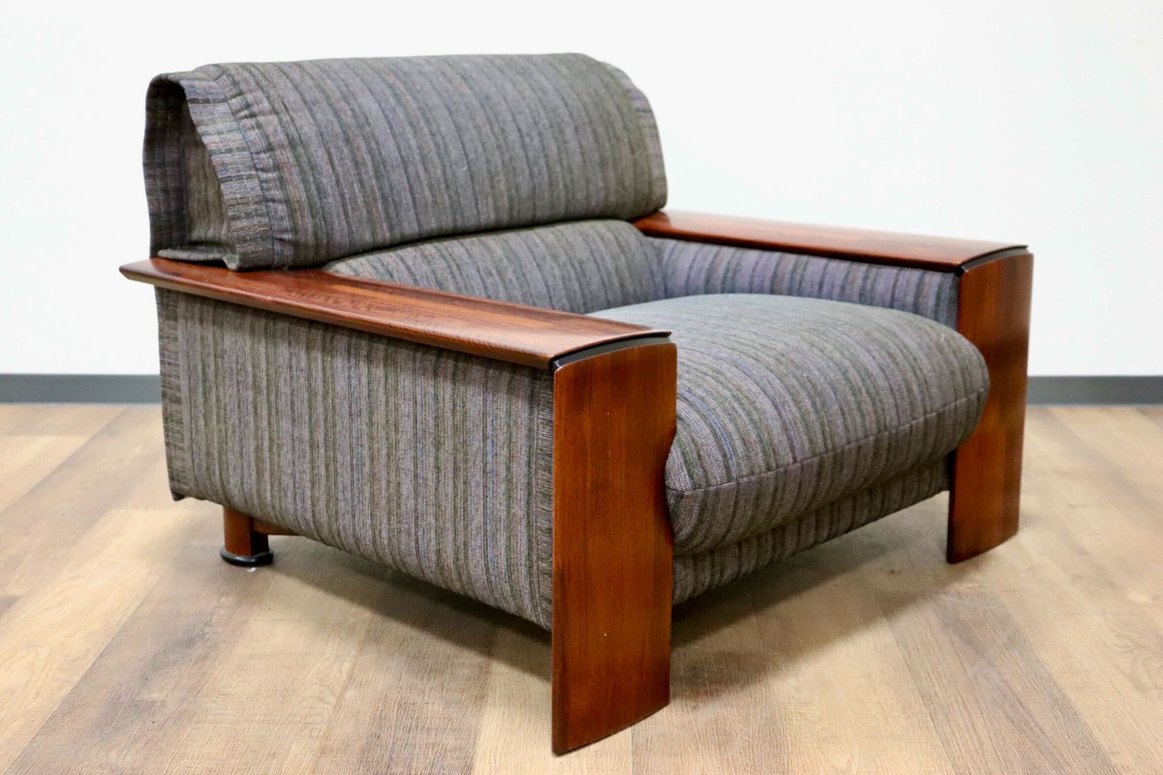 GMGN482A○karimoku / カリモク vivente ビベンテ 1人掛けソファ シングルソファ 応接 ファブリック 花梨材 定価約19万 稀少