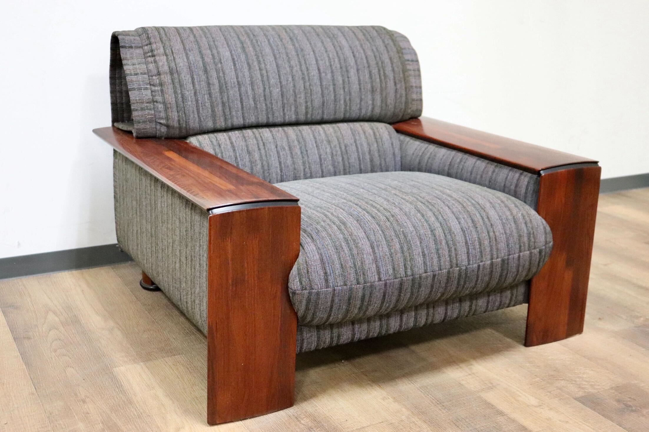 GMGN482A○karimoku / カリモク vivente ビベンテ 1人掛けソファ シングルソファ 応接 ファブリック 花梨材 定価約19万 稀少