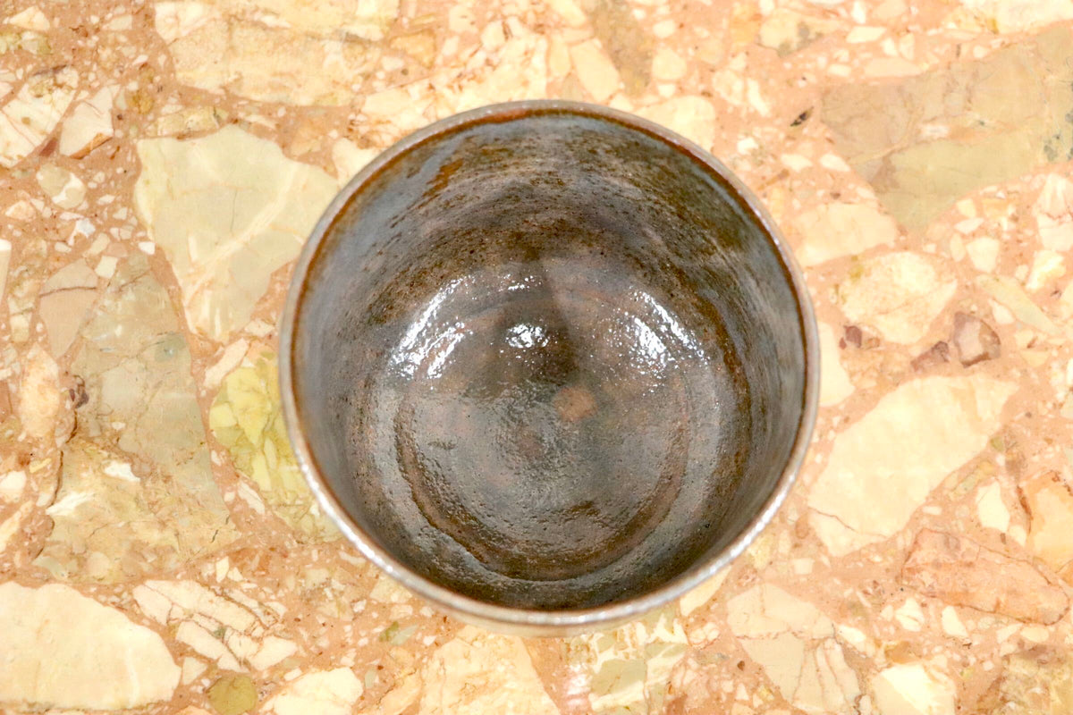 GMJK371AD〇紀州焼 葵窯 二代 寒川栖豊 立鶴 茶碗 共箱 茶道具 抹茶碗