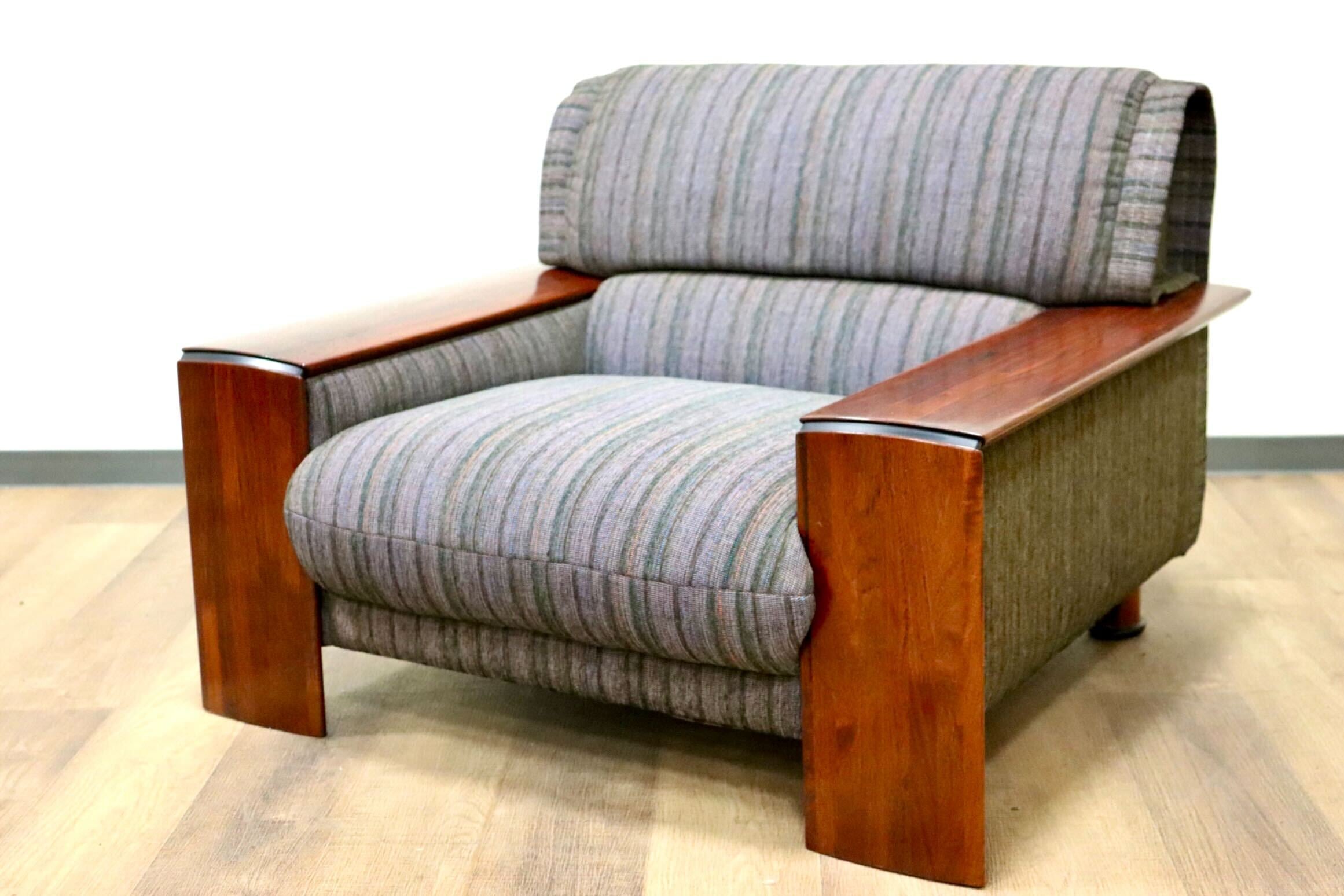 GMGN482B○karimoku / カリモク vivente ビベンテ 1人掛けソファ シングルソファ 応接 ファブリック 花梨材 定価約19万 稀少