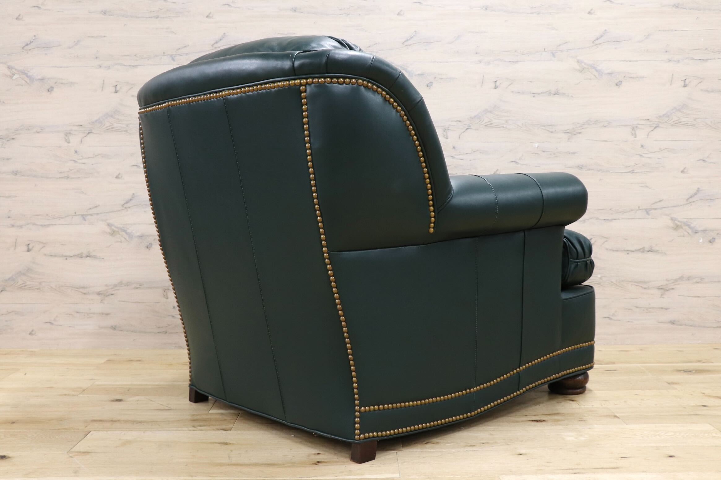 GMJK36B○Hancock & Moore / ハンコック&ムーア 1人掛けソファ シングルソファ 総革 緑 ホワイトハウス御用達 IDC大塚家具 定価約90万
