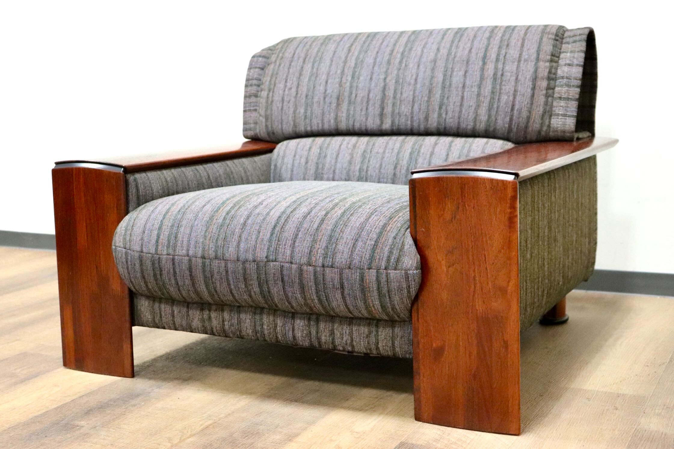 GMGN482B○karimoku / カリモク vivente ビベンテ 1人掛けソファ シングルソファ 応接 ファブリック 花梨材 定価約19万 稀少