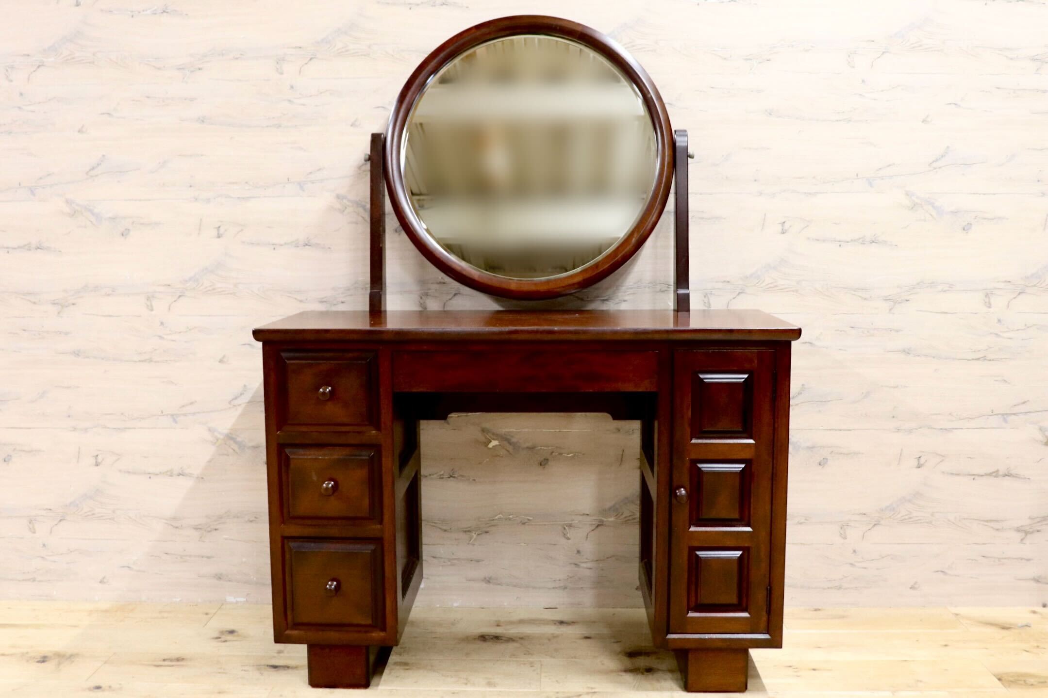 GMIS470A○松本民芸家具 一面鏡ドレッサー 鏡台 化粧台 和家具 ミズメザクラ レトロ アンティーク 和モダン 民藝 古民家 定価約38万