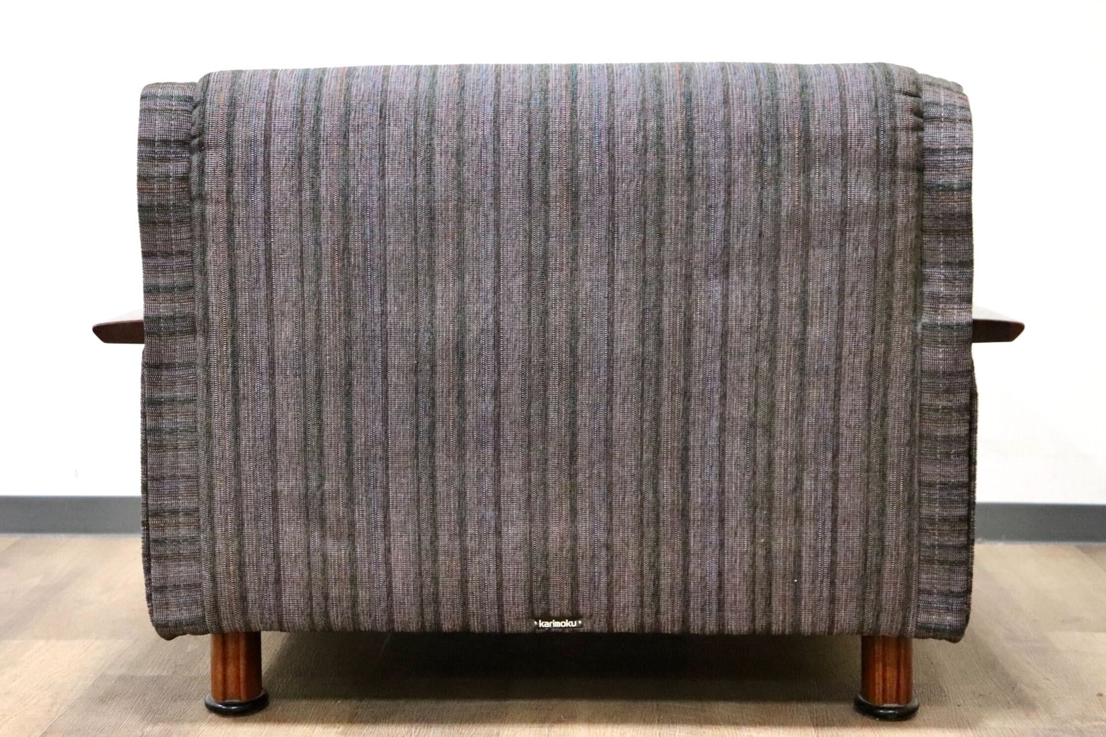 GMGN482B○karimoku / カリモク vivente ビベンテ 1人掛けソファ シングルソファ 応接 ファブリック 花梨材 定価約19万 稀少